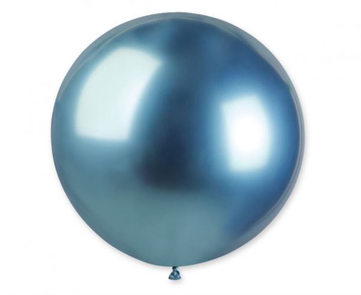 Levně Gemar Kulatý chromový balónek SHINY modrý 80 cm