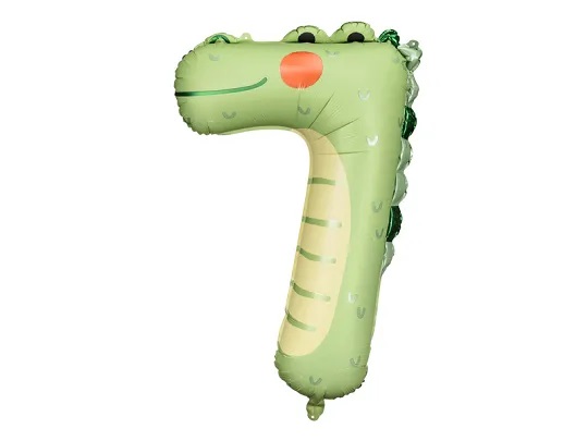 PartyDeco Fóliový balónek - číslo 7, krokodýl