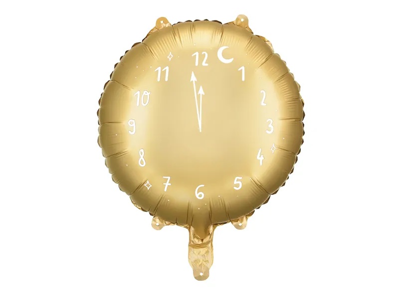 Levně PartyDeco Fóliový balón - Hodinky, zlaté 45 cm
