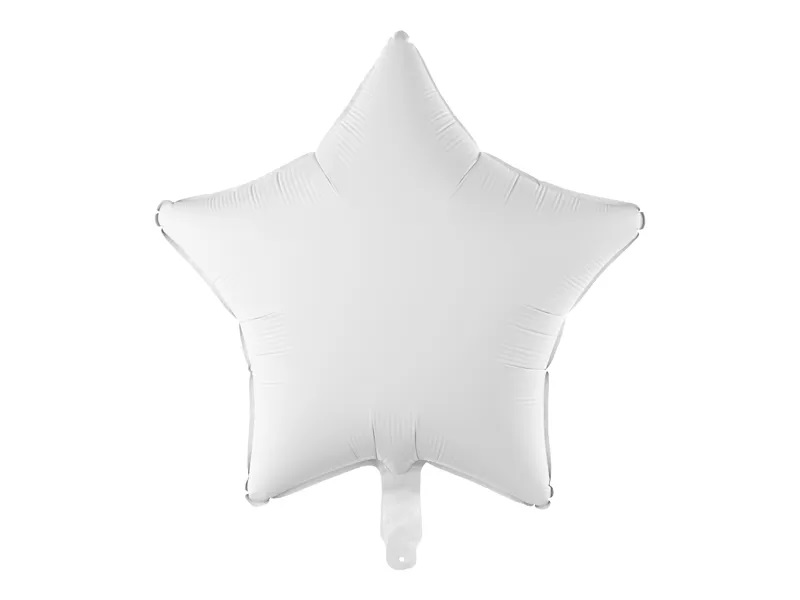 PartyDeco Fóliový balón - Bílá hvězda, matná 48 cm