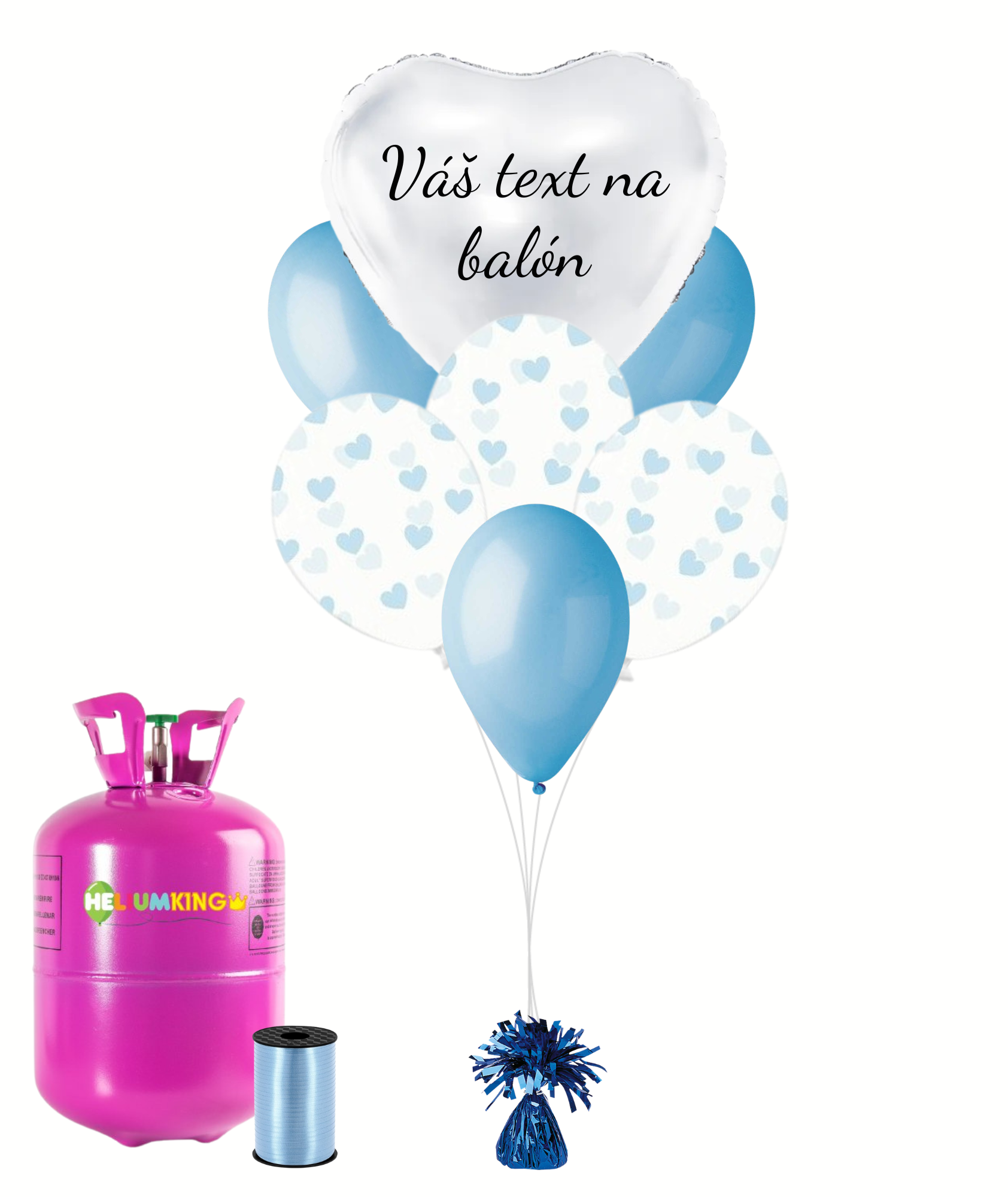 Personal Personalizovaný helium párty set - Modrá srdíčka 31 ks