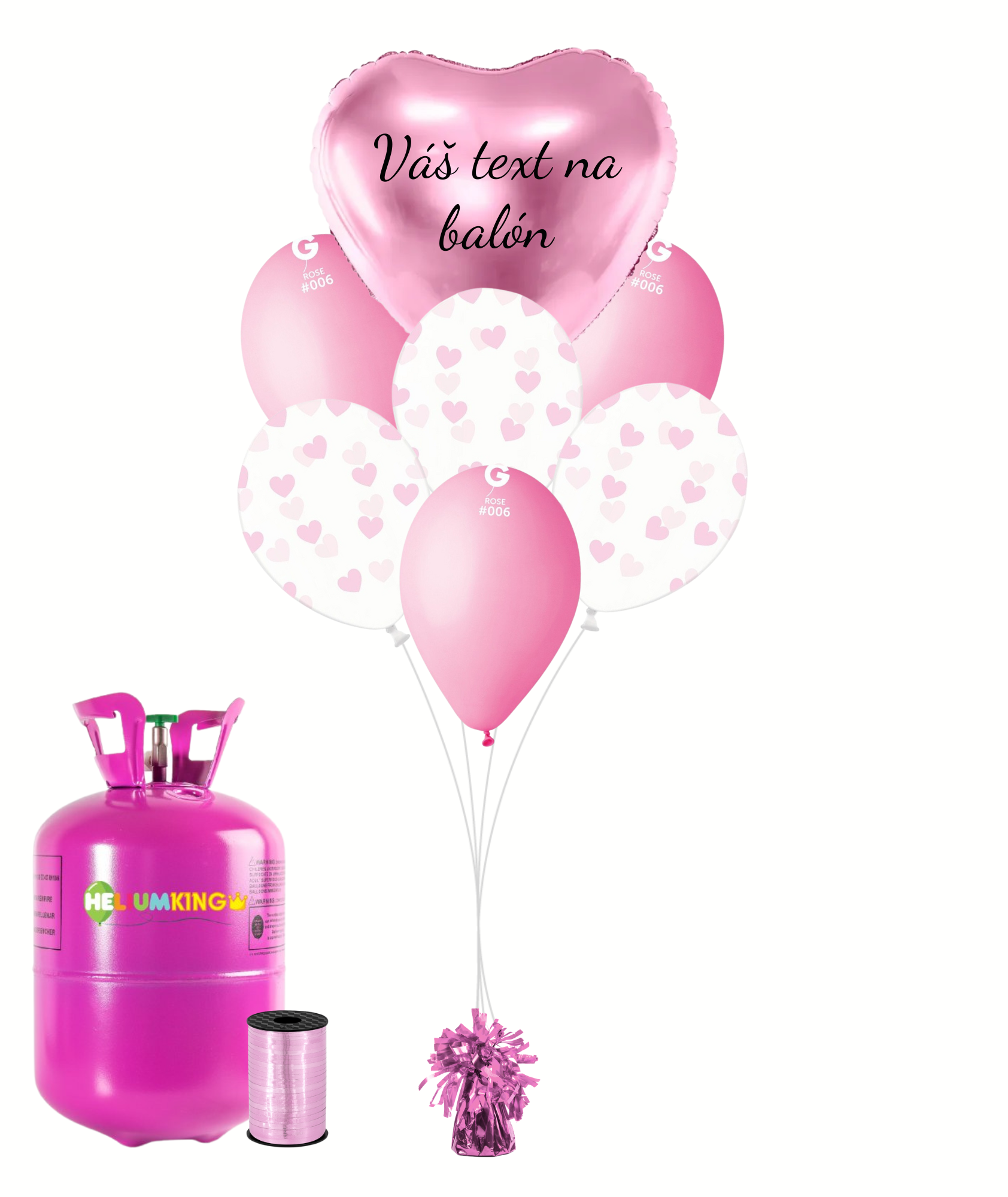 Personal Personalizovaný helium párty set - Růžová srdíčka 16 ks