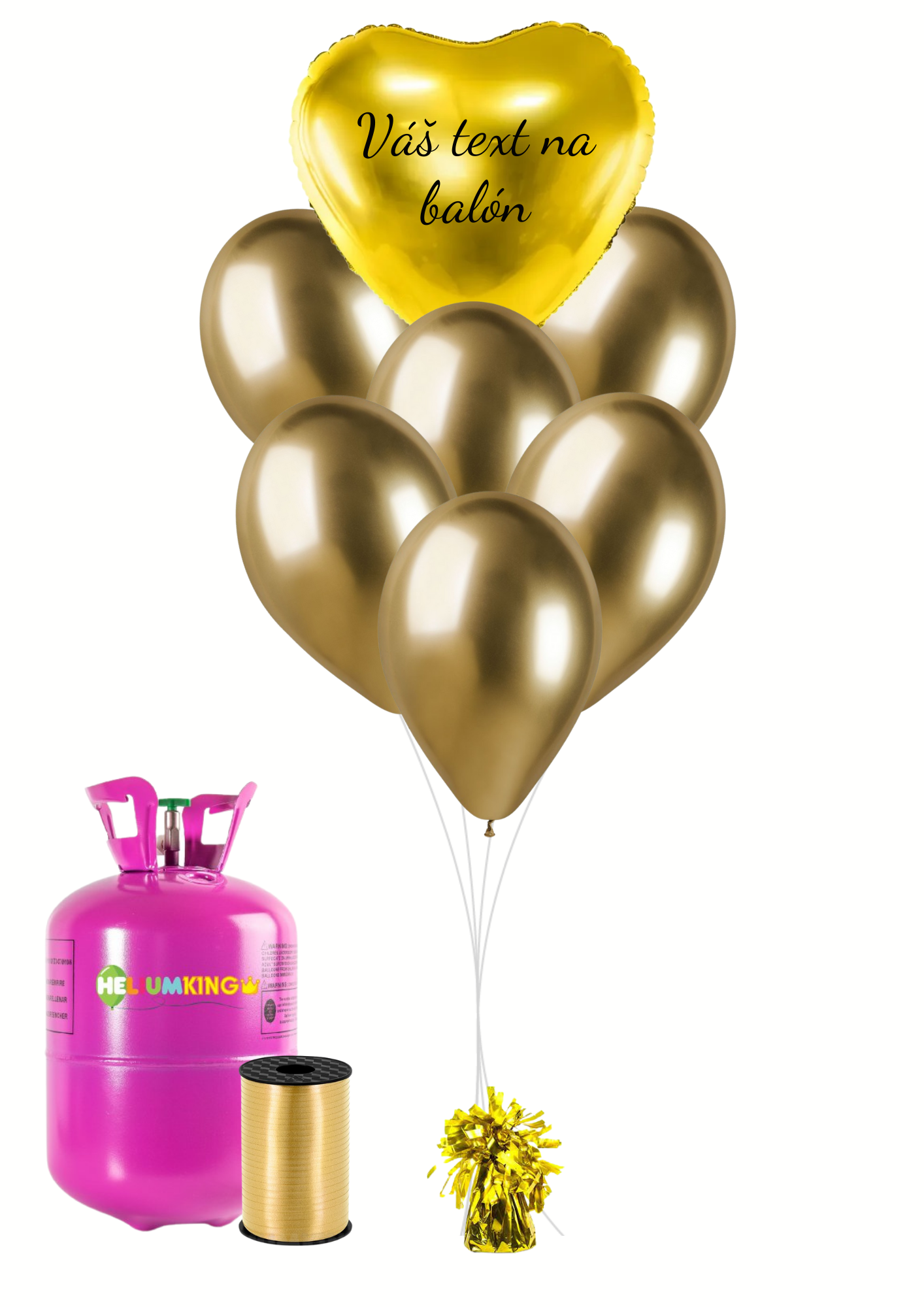 Personal Personalizovaný helium párty set - Zlaté srdce 16 ks