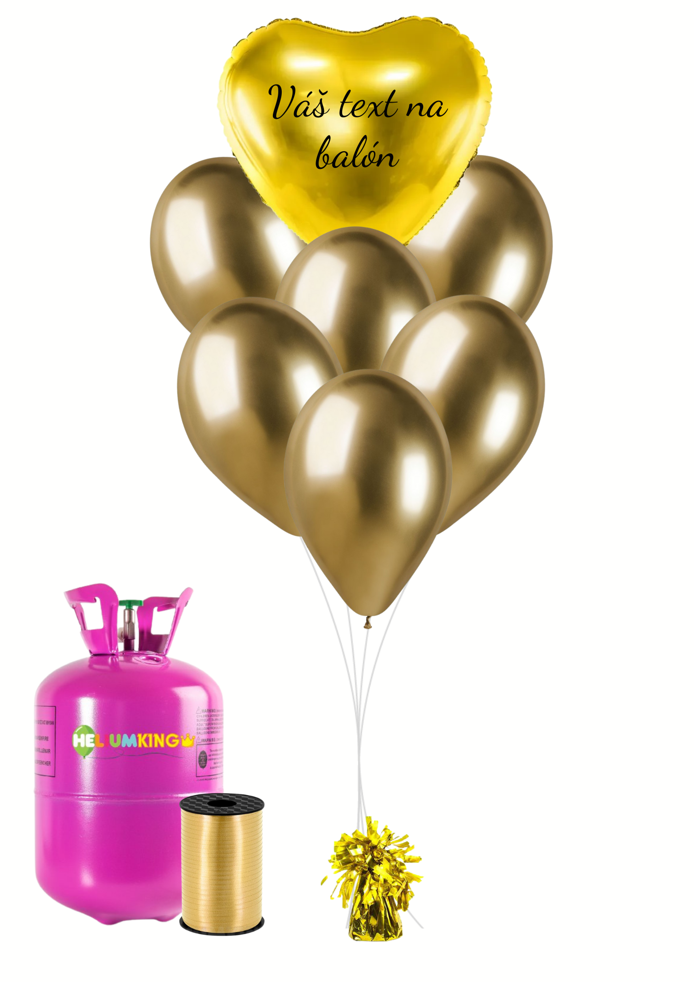 Personal Personalizovaný helium párty set - Zlaté srdce 31 ks