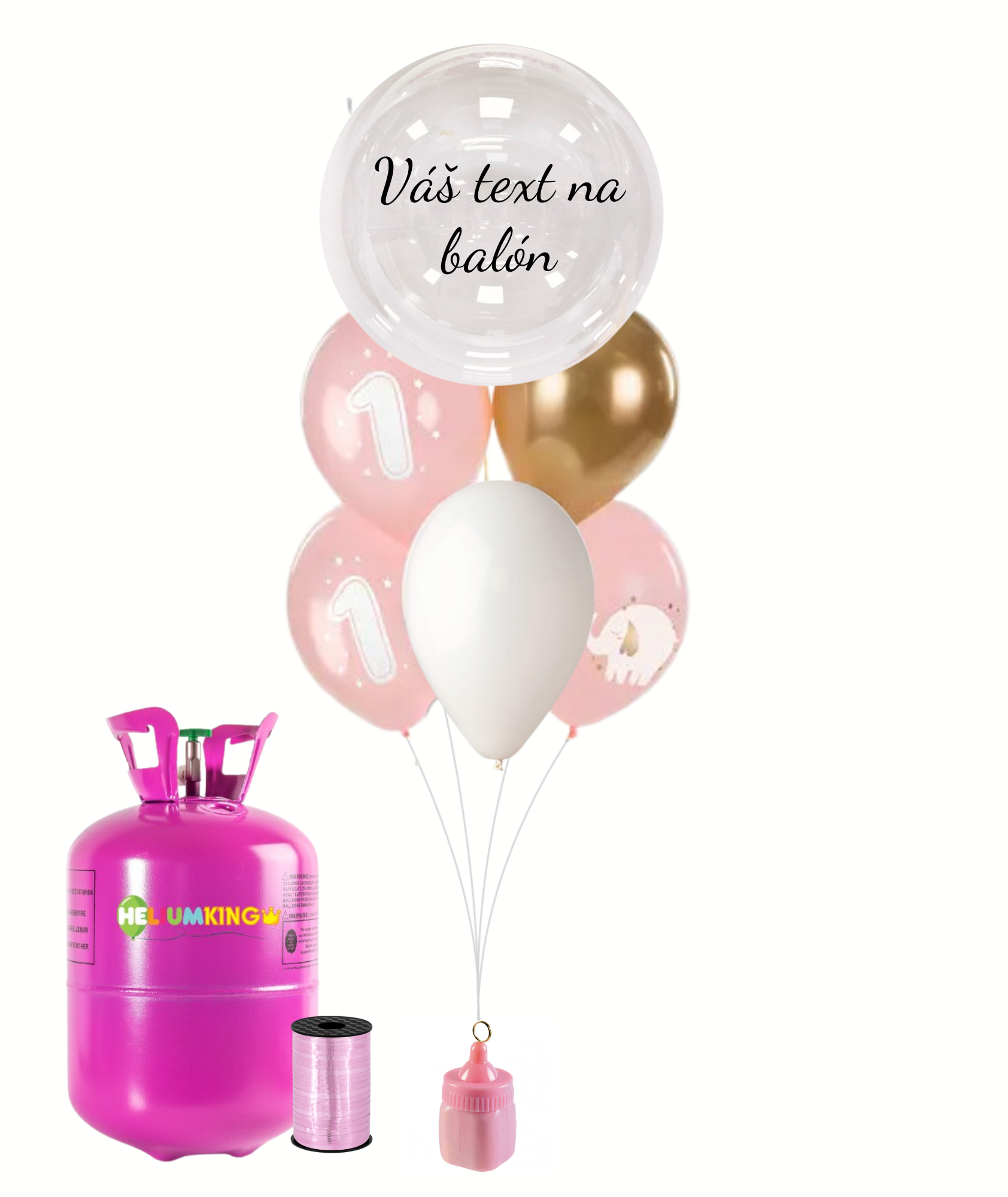 Levně Personal Personalizovaný helium párty set 1. - ružový 13 ks