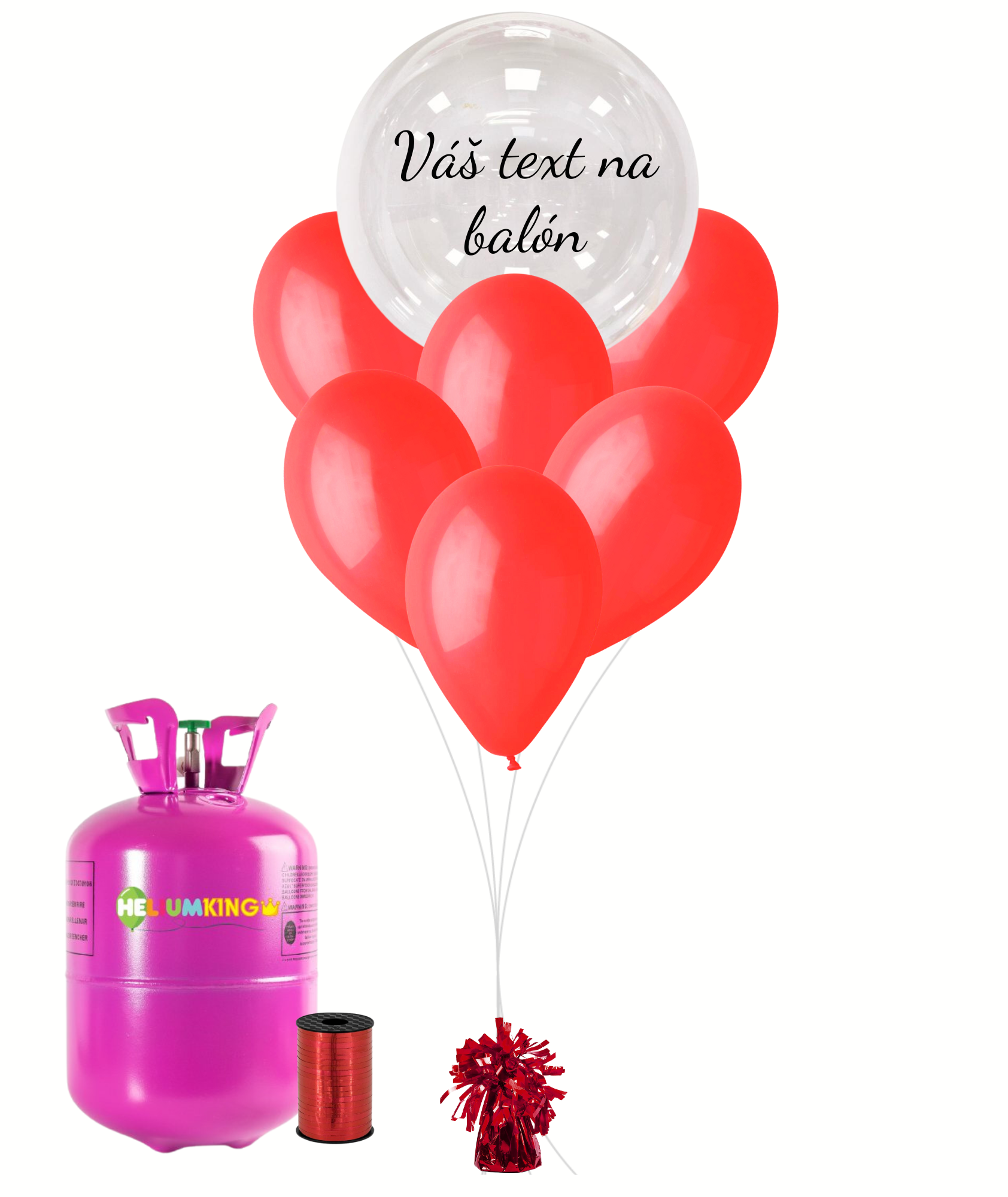 Levně Personal Personalizovaný helium párty set červený - Průsvitný balón 11 ks