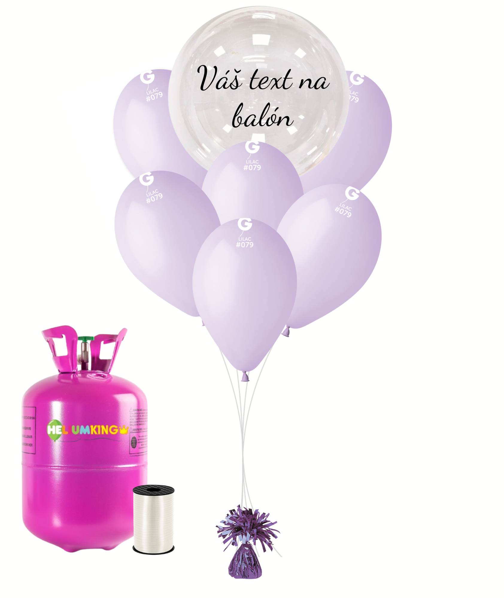 Personal Personalizovaný hélium párty set fialový - Priesvitný balón 16 ks