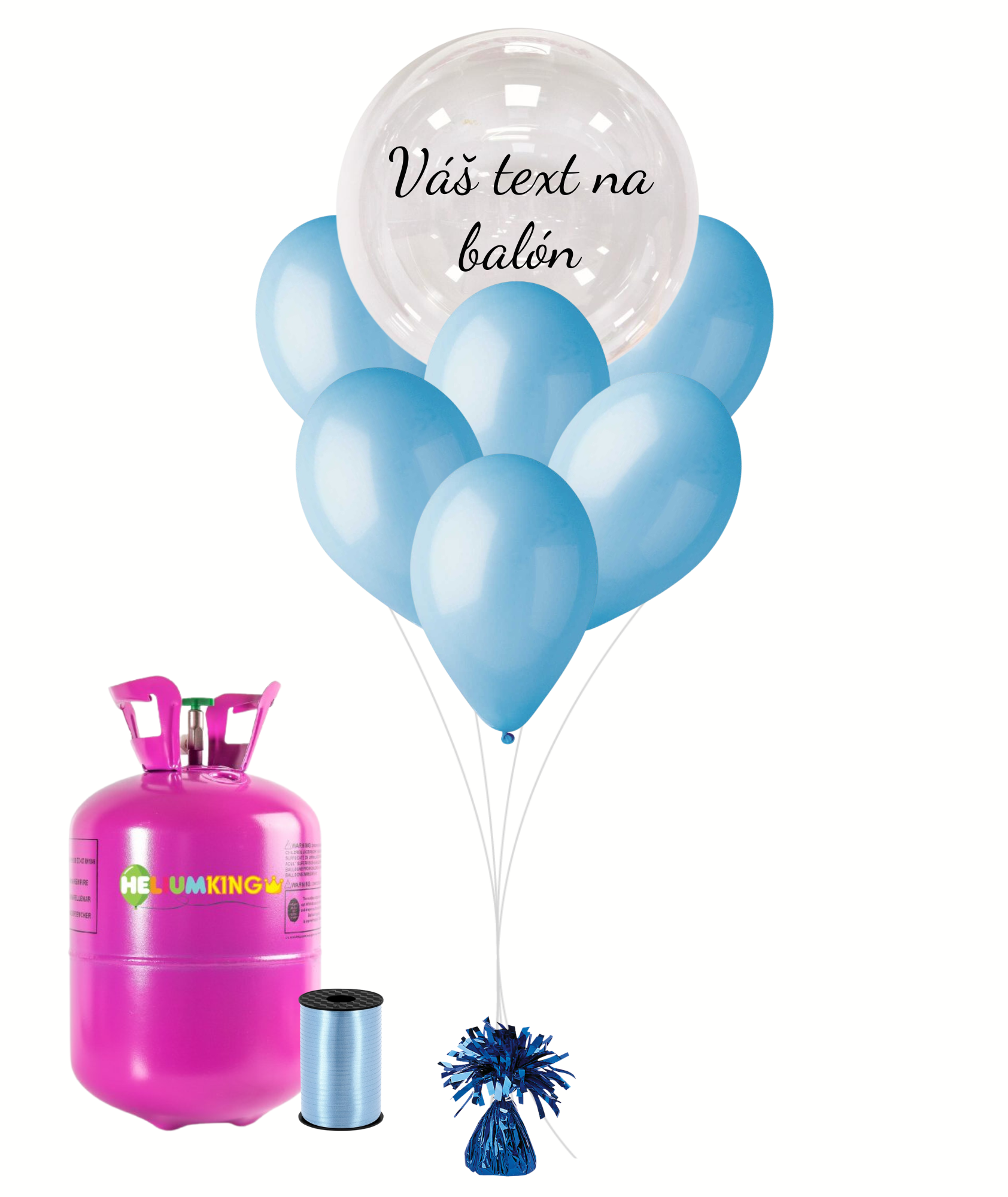 Personal Personalizovaný helium párty set modrý - Průsvitný balón 11 ks