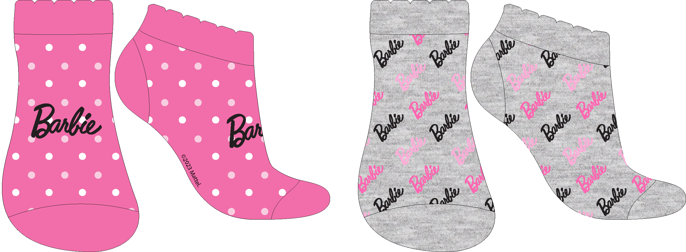 EPlus Sada 2 párů dětských ponožek - Barbie Velikost ponožek: 23-26