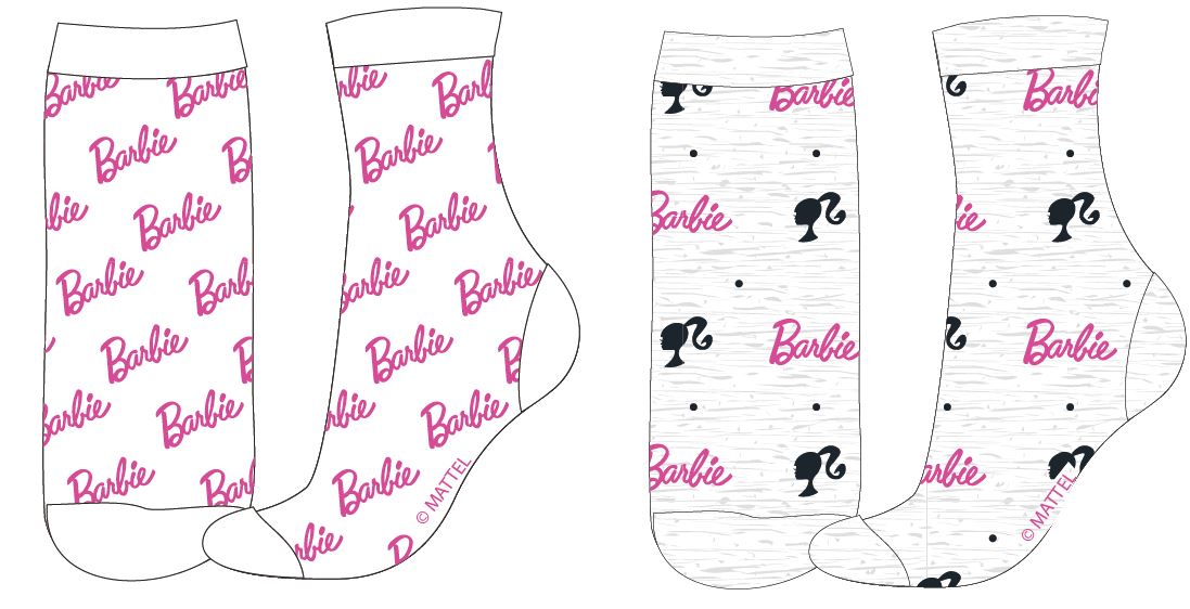 Levně EPlus Sada 2 párů dětských ponožek - Barbie, různé vzory