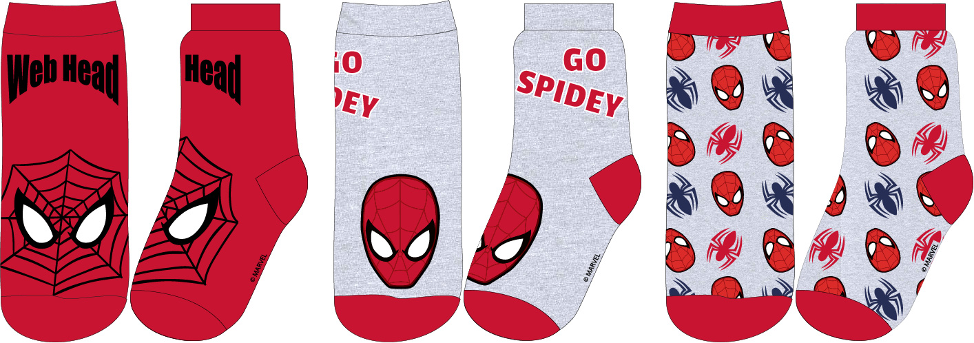 Levně EPlus Sada 3 párů dětských ponožek - Spiderman