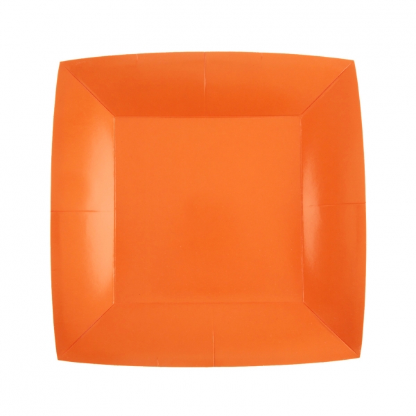 Levně Santex Papierové taniere štvorcové - jednofarebné 18 x 18 cm Barva: Oranžová