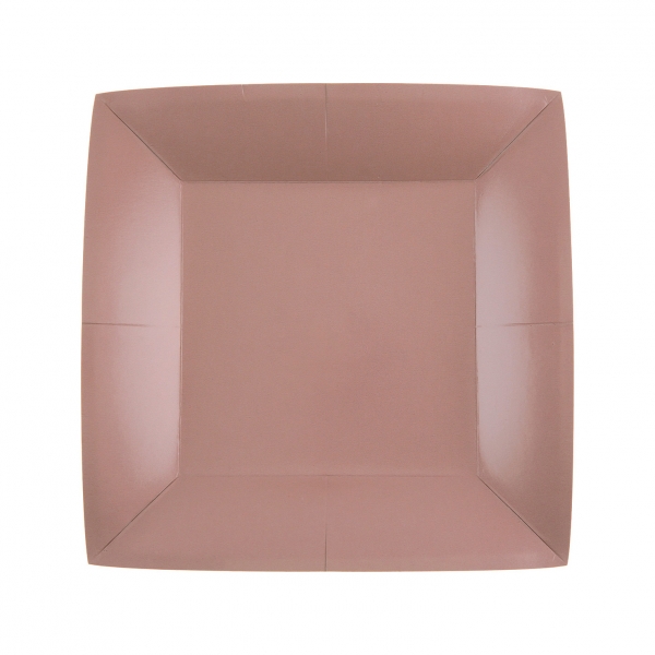 Levně Santex Papierové taniere štvorcové - jednofarebné 18 x 18 cm Barva: růžovo-zlatá