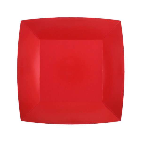 Levně Santex Papierové taniere štvorcové - jednofarebné 18 x 18 cm Barva: Červená