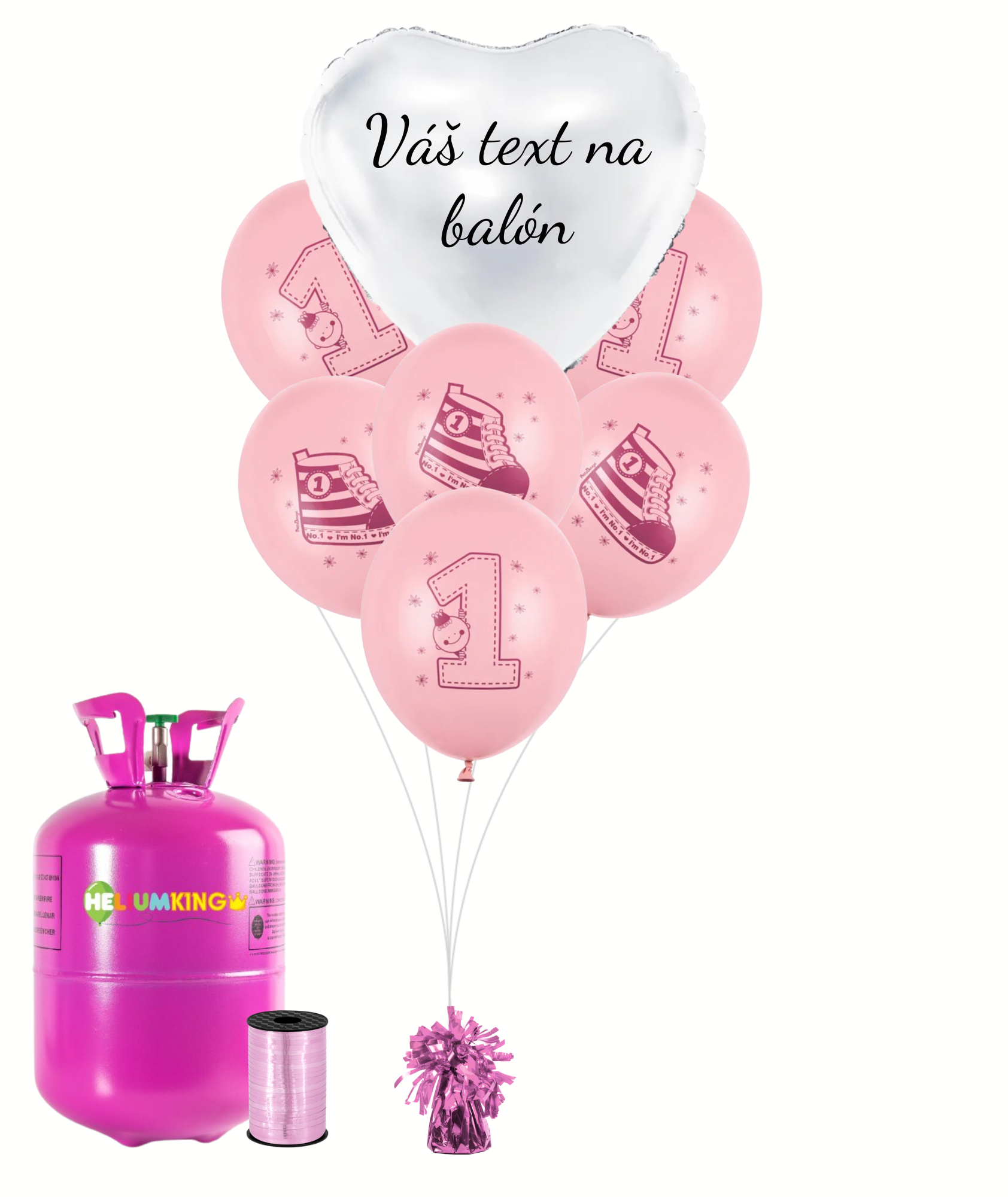 Personalizovaný helium párty set růžový 1. - Teniska 31 ks