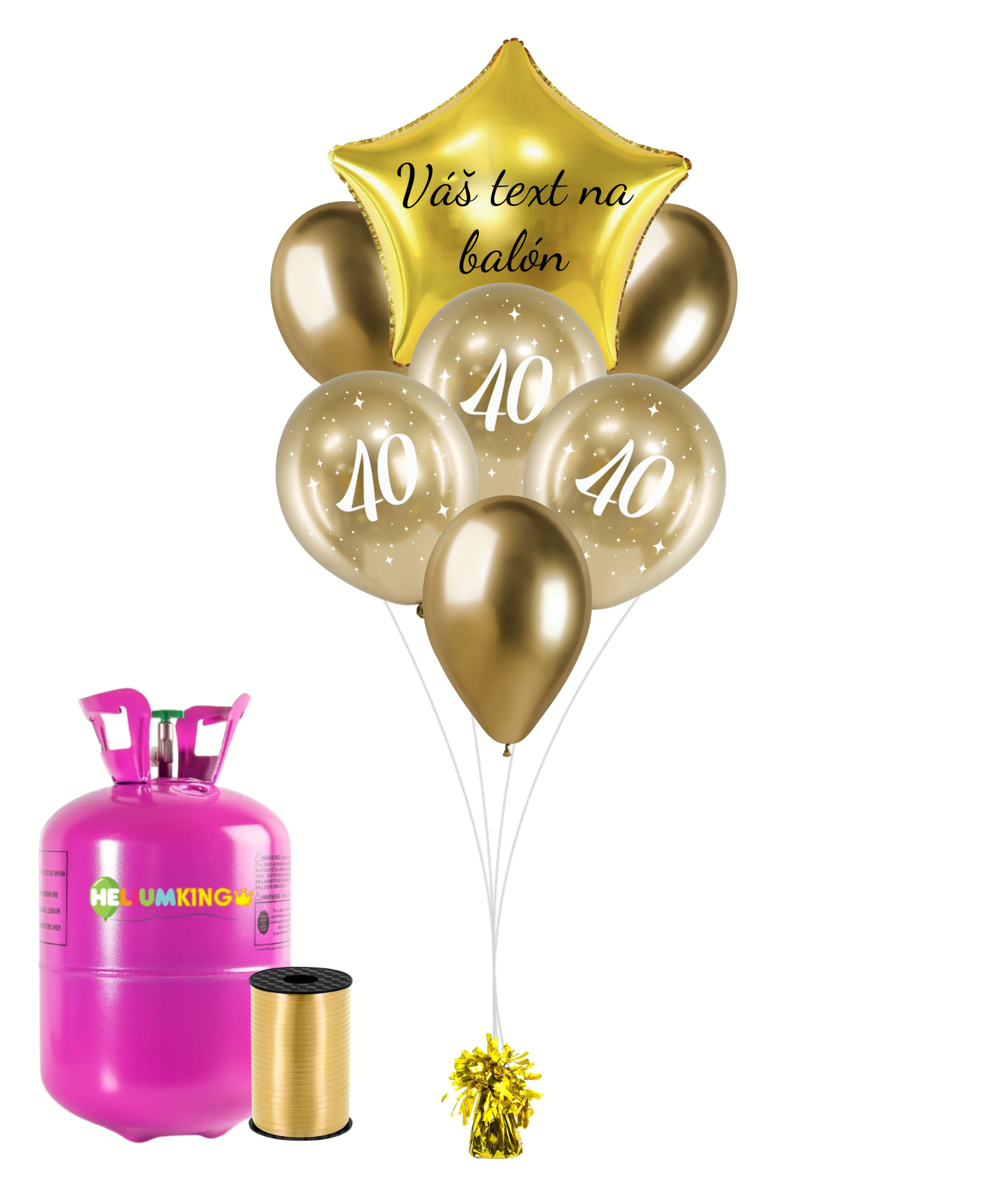 Personal Personalizovaný helium párty set zlatý - 40. narozeniny 13 ks