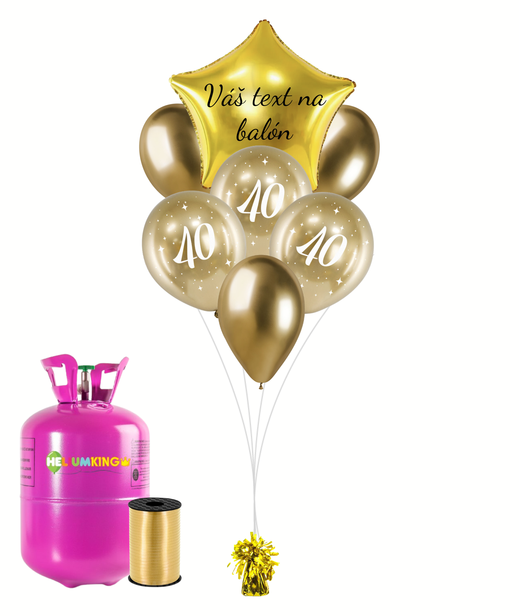 Levně Personal Personalizovaný helium párty set zlatý - 40. narozeniny 19 ks