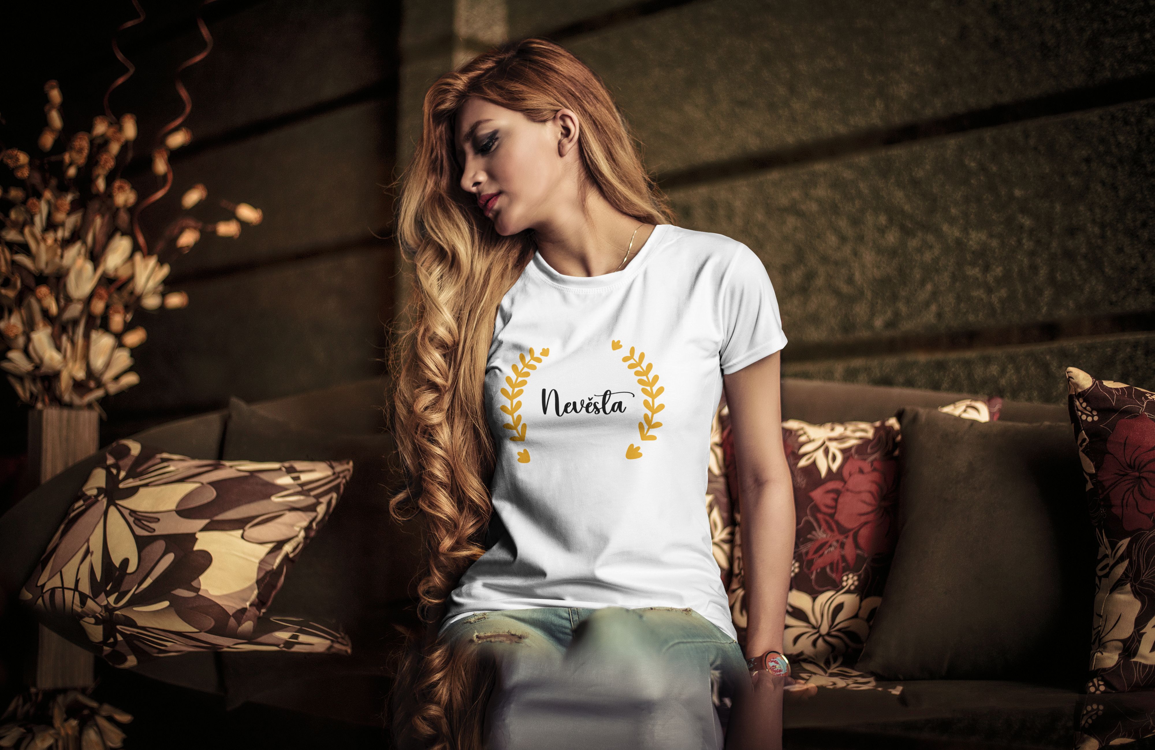 Levně Personal Dámské tričko - Nevěsta Elegant Barva: Bílá,