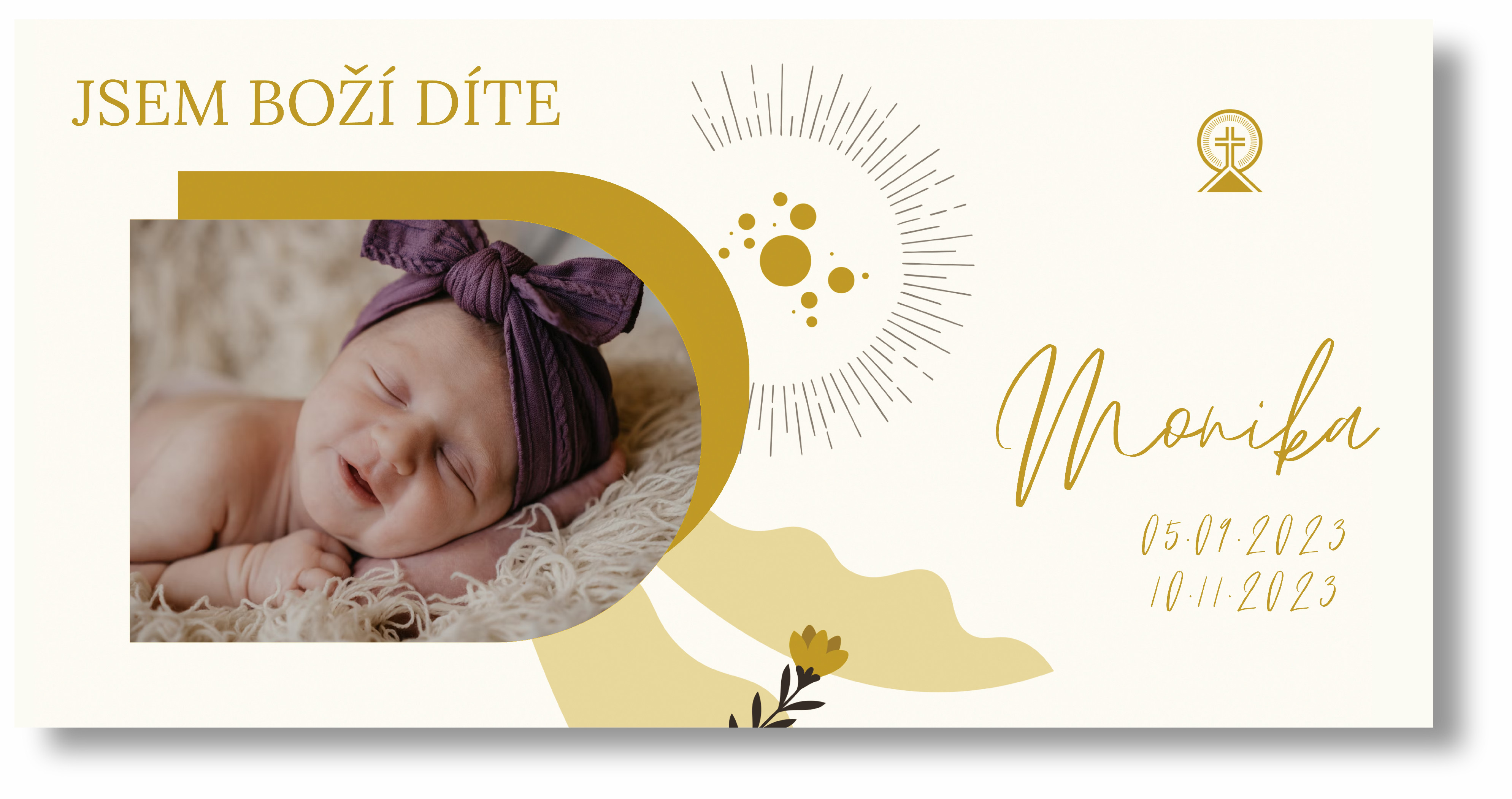 Levně Personal Banner na křtiny s fotkou - Natural Rozměr banner: 130 x 65 cm