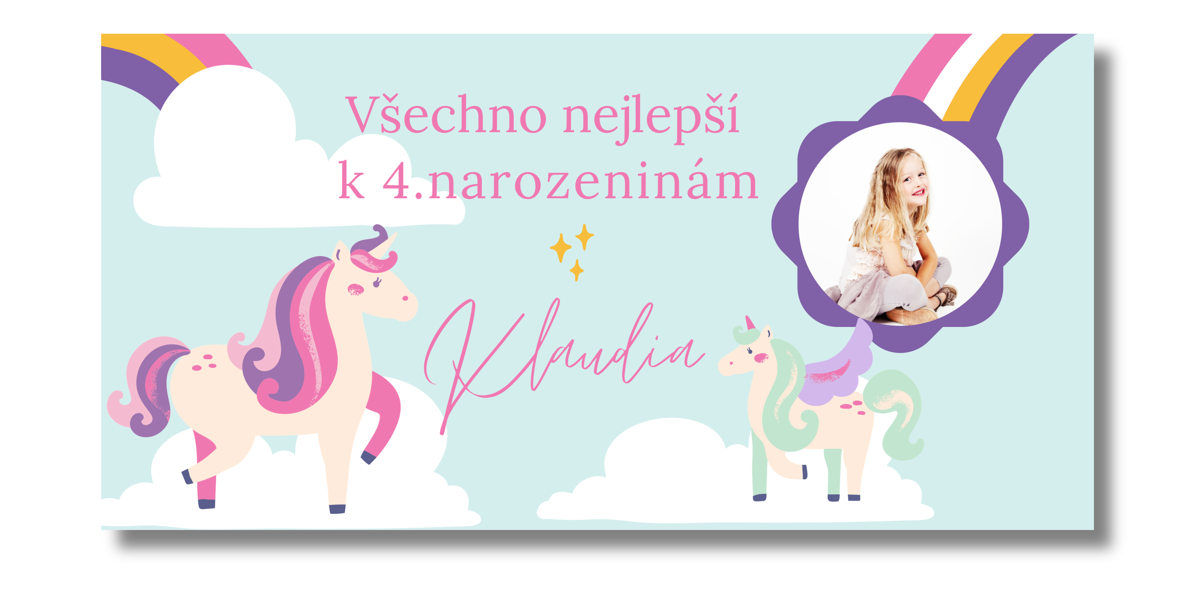 Levně Personal Narozeninový banner s fotkou - Unicorn Rozměr banner: 130 x 260 cm