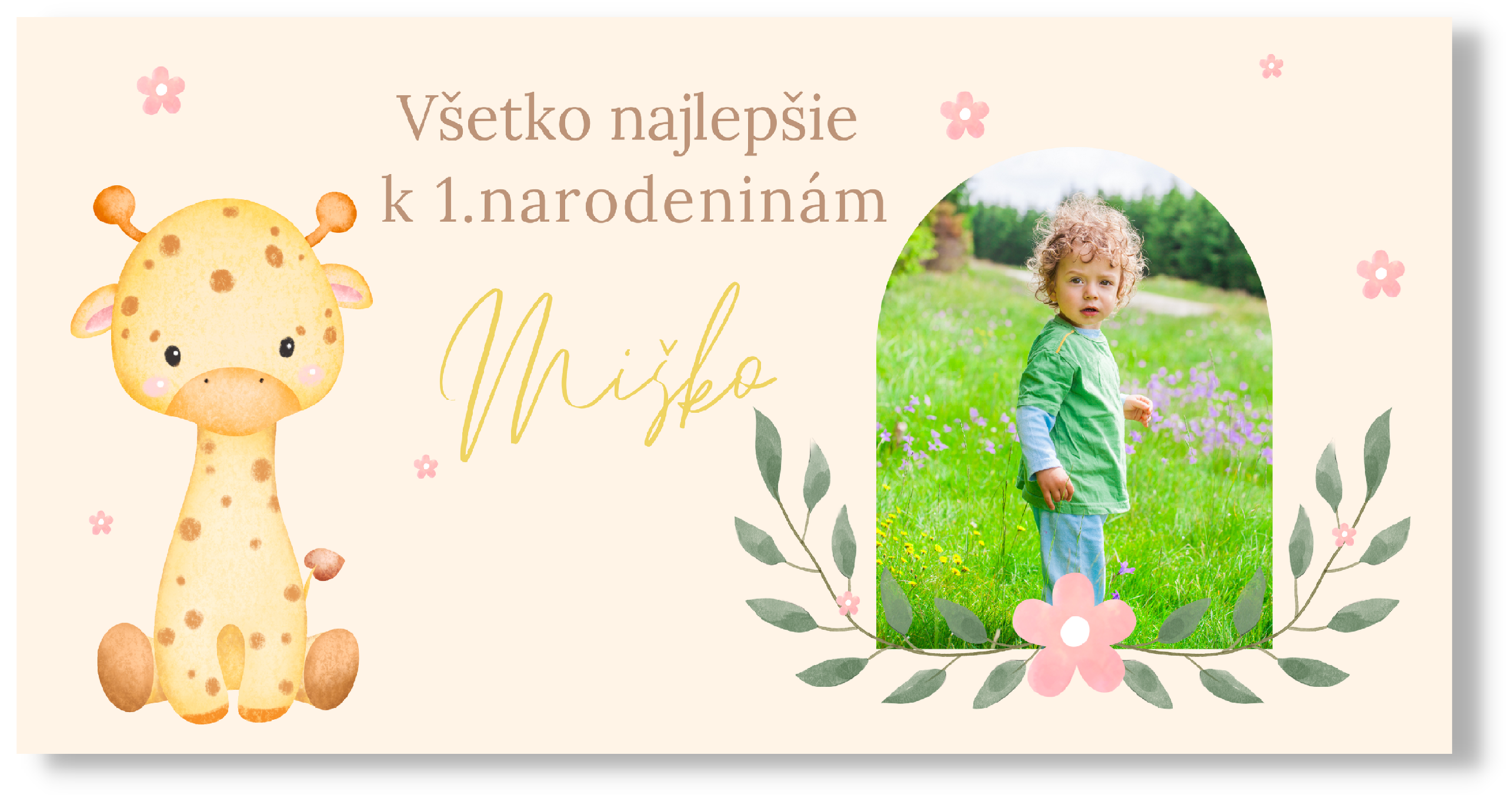 Personal Narozeninový banner s fotkou - Žirafa Rozměr banner: 130 x 260 cm