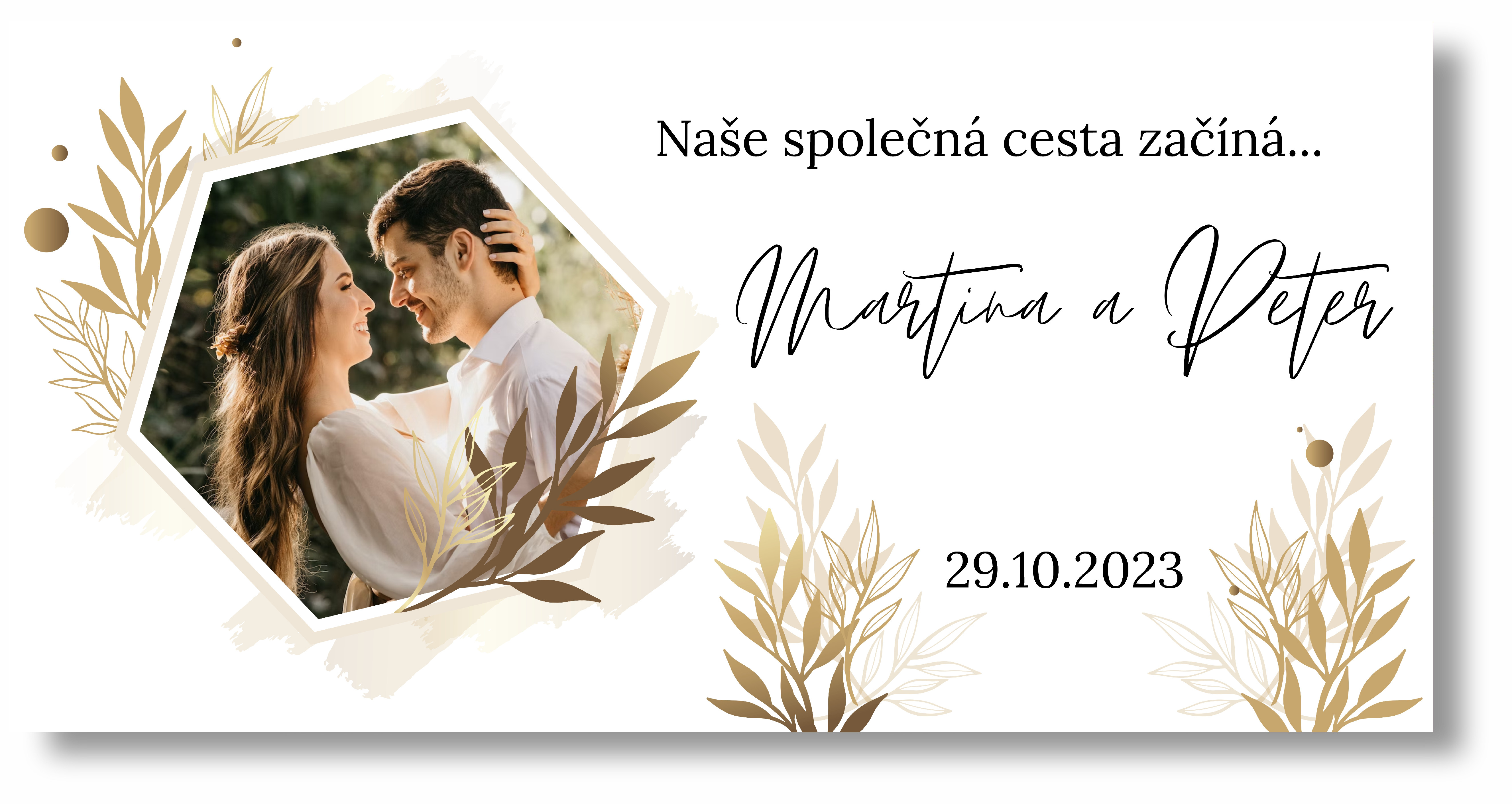 Personal Svatební banner s fotkou - Boho Rozměr banner: 130 x 65 cm