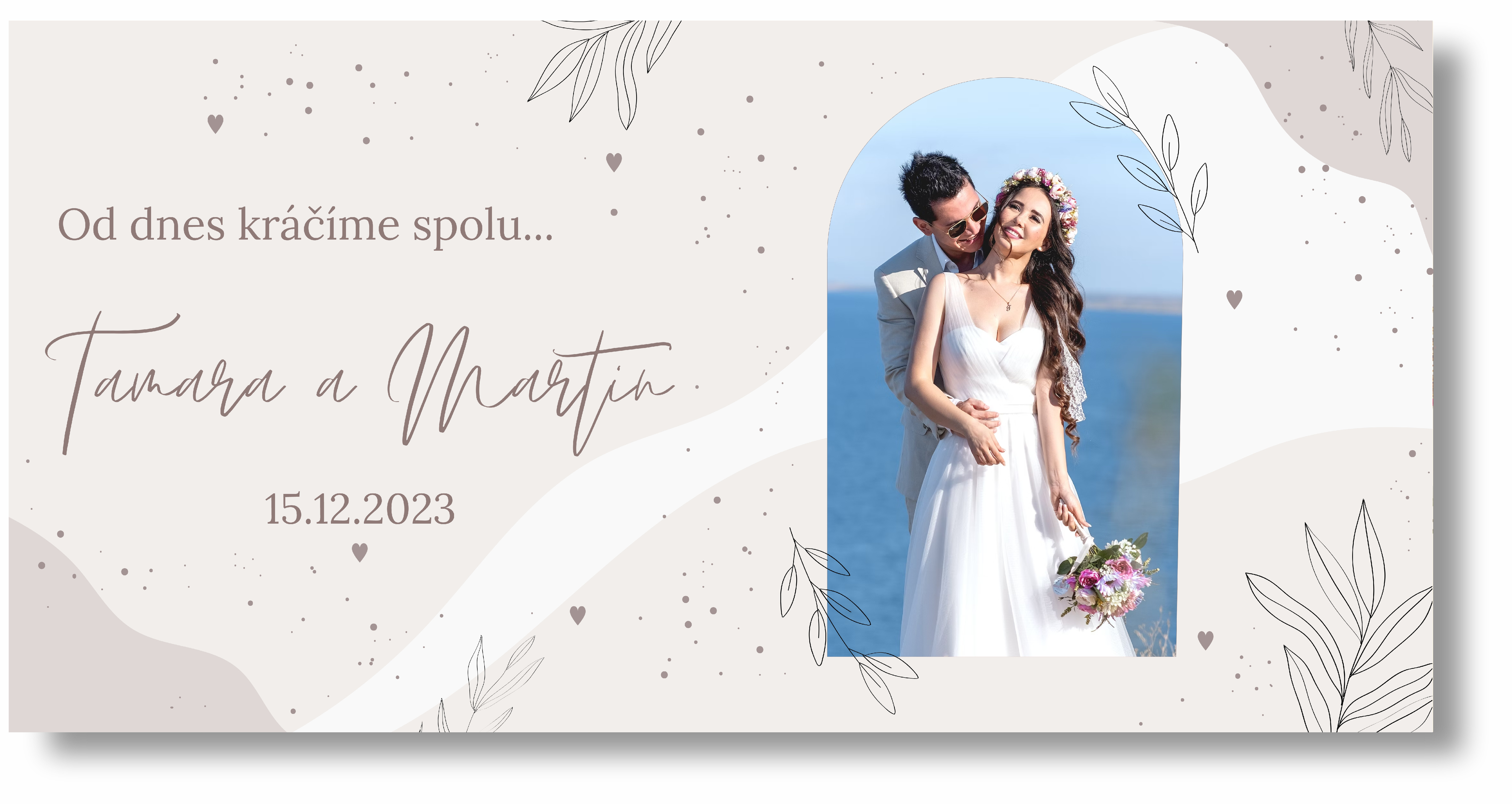 Personal Svatební banner s fotkou - Gray Rozměr banner: 130 x 260 cm