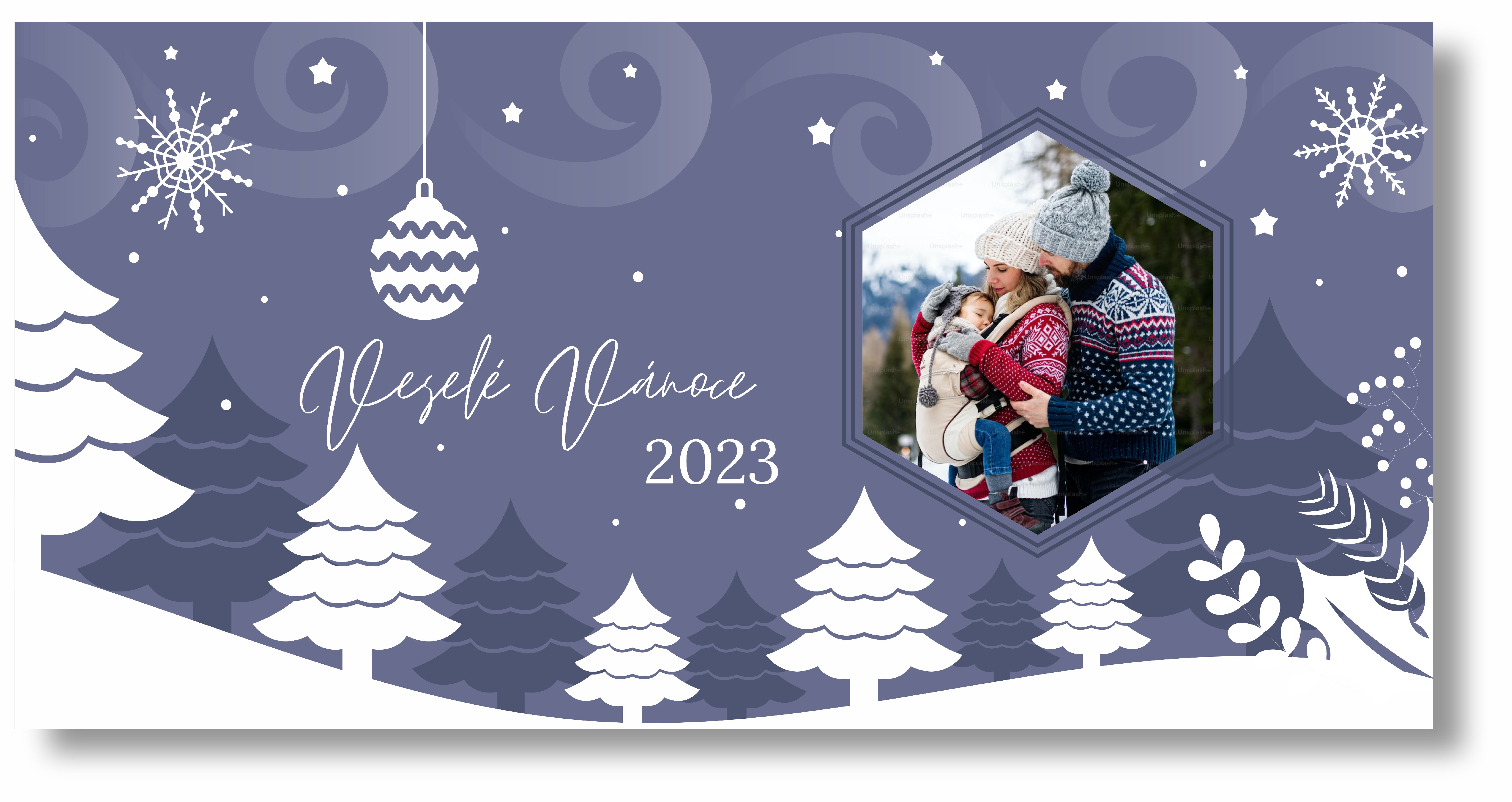 Levně Personal Vánoční banner s fotkou - White Christmas Rozměr banner: 130 x 260 cm