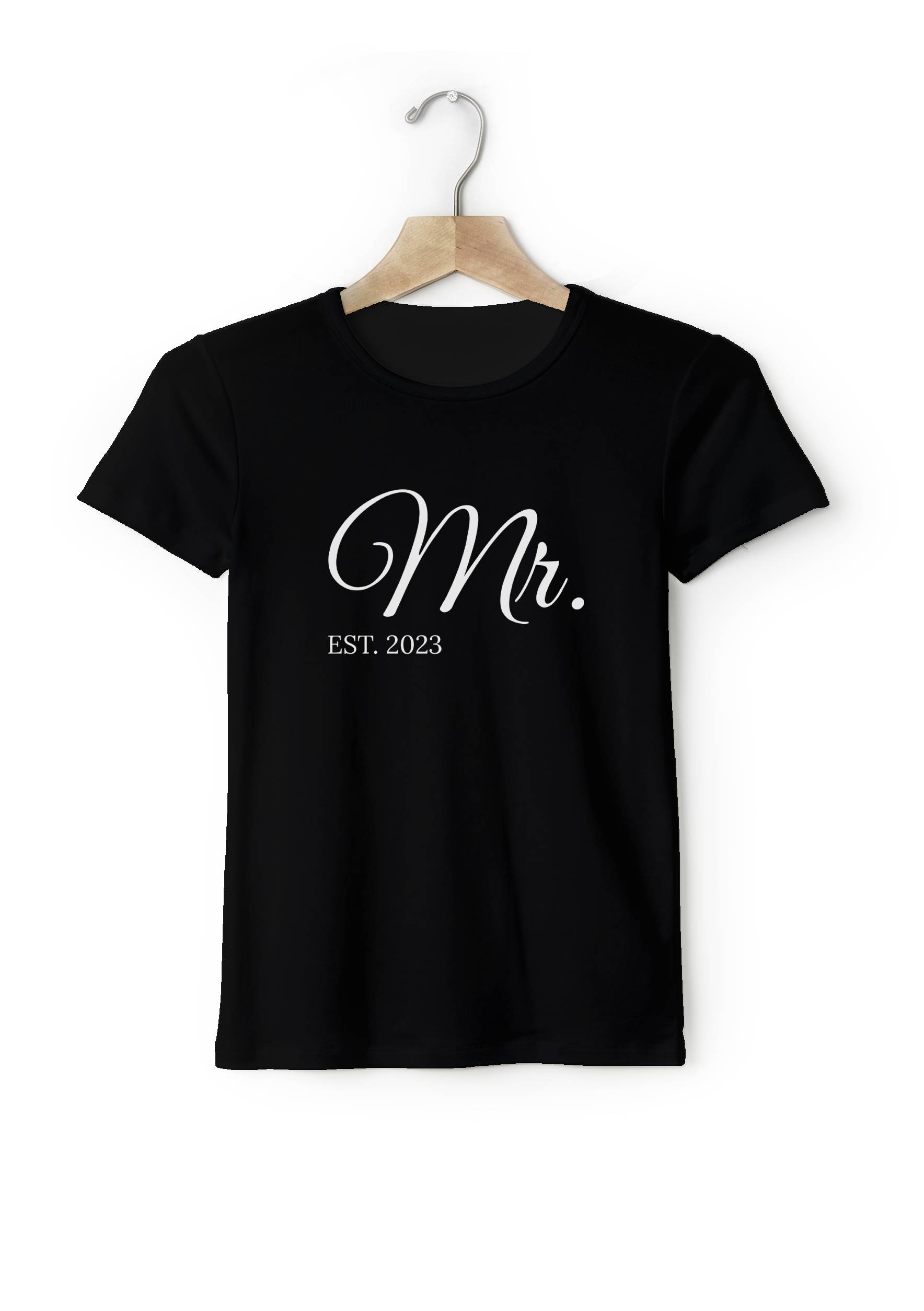 Levně Personal Párové pánské triko s vlastním textem - Mr. EST. Barva: Černá,