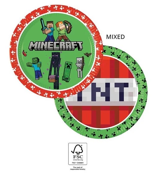 Levně Procos Papírové talíře Minecraft 23cm 8ks