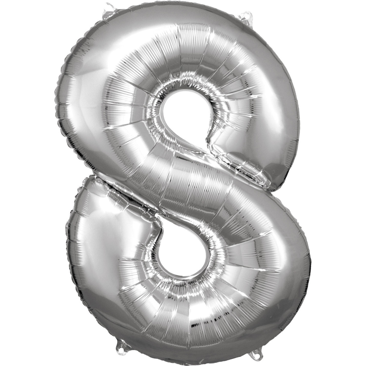 Levně Amscan Balónek fóliový narozeninové číslo 8 - štříbrné 86 cm