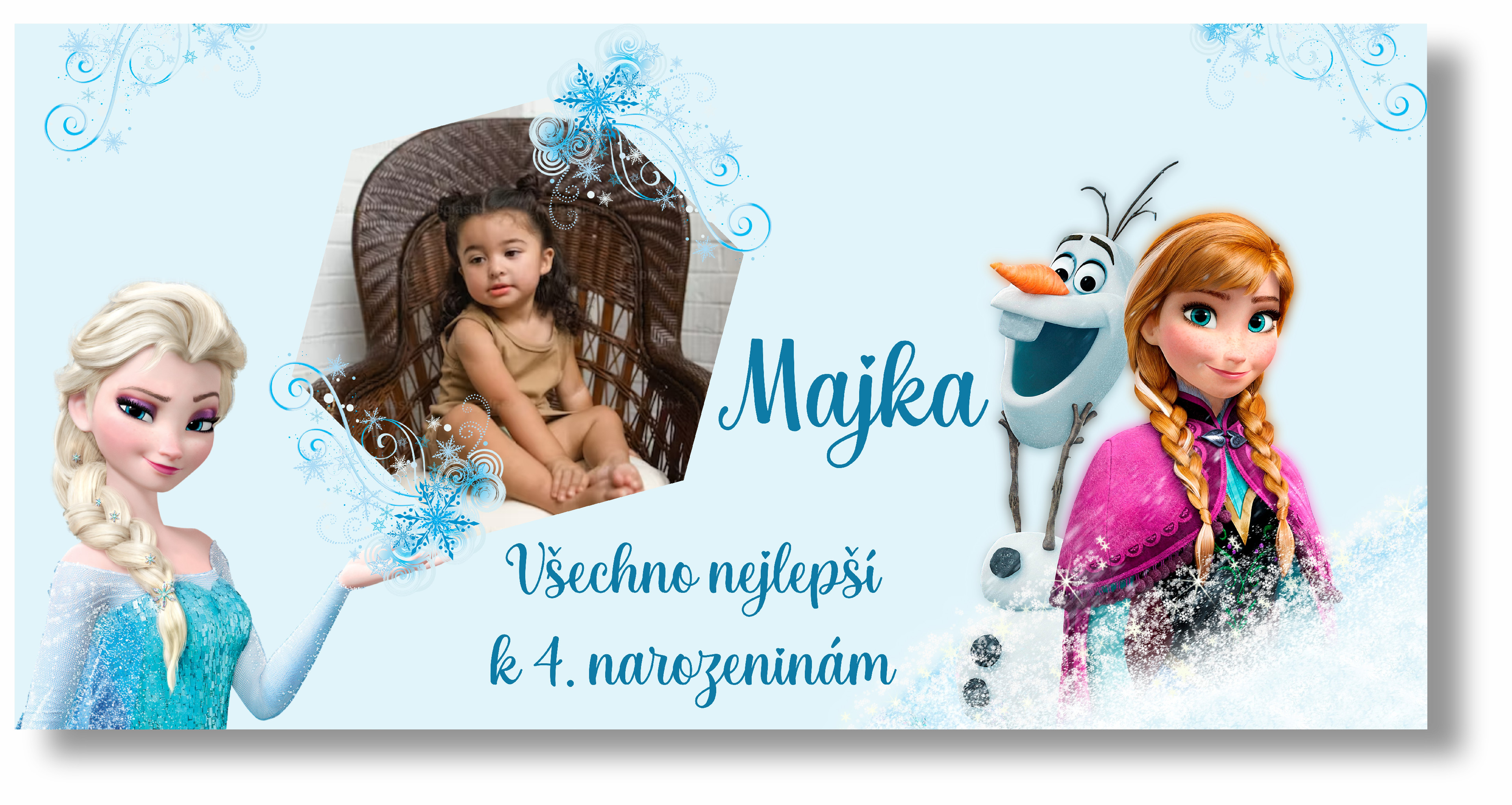 Personal Narozeninový banner s fotkou - Frozen Elsa Rozmer banner: 130 x 260 cm
