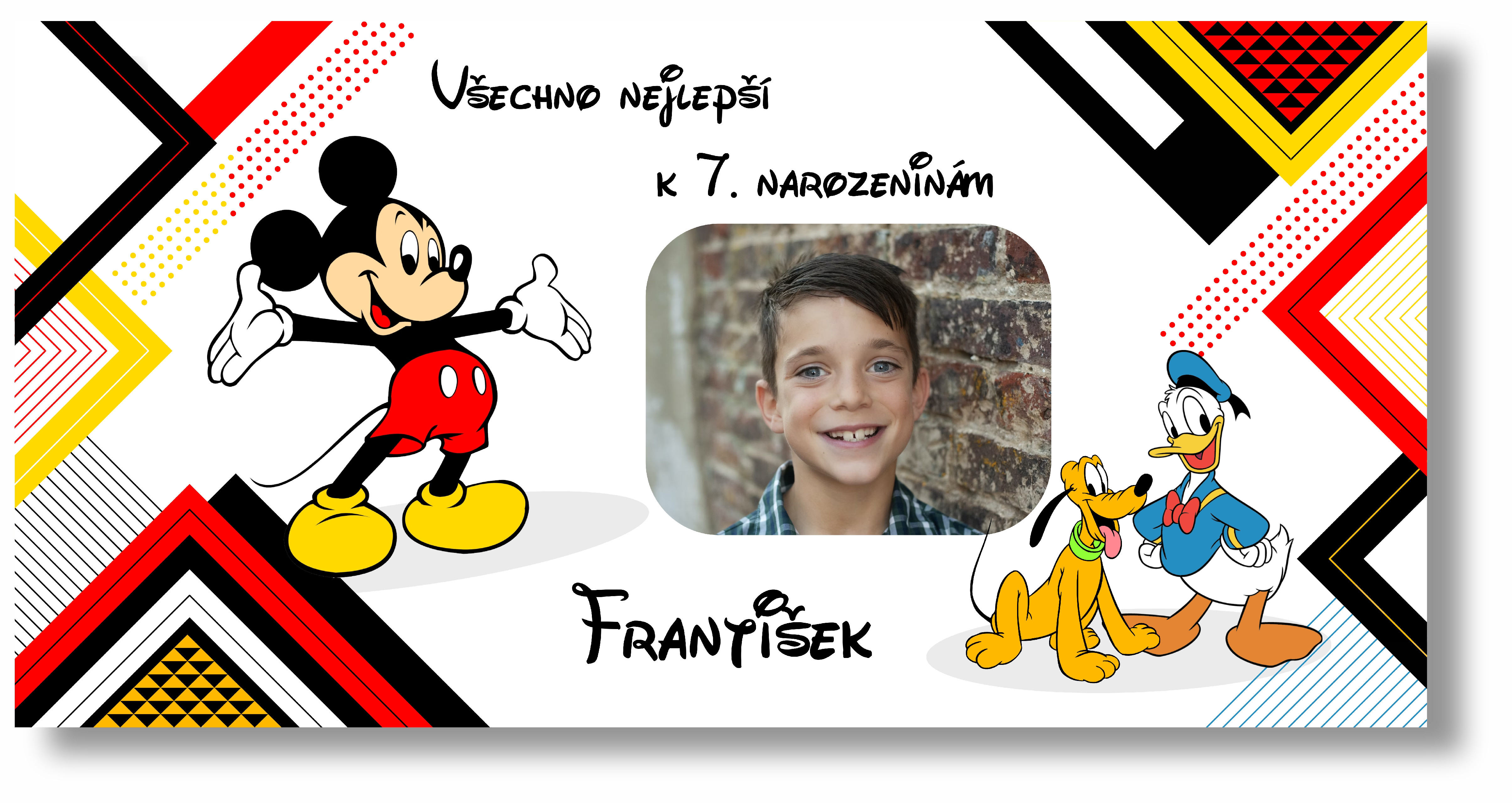 Levně Personal Narozeninový banner s fotkou - Mickey Rozměr banner: 130 x 65 cm