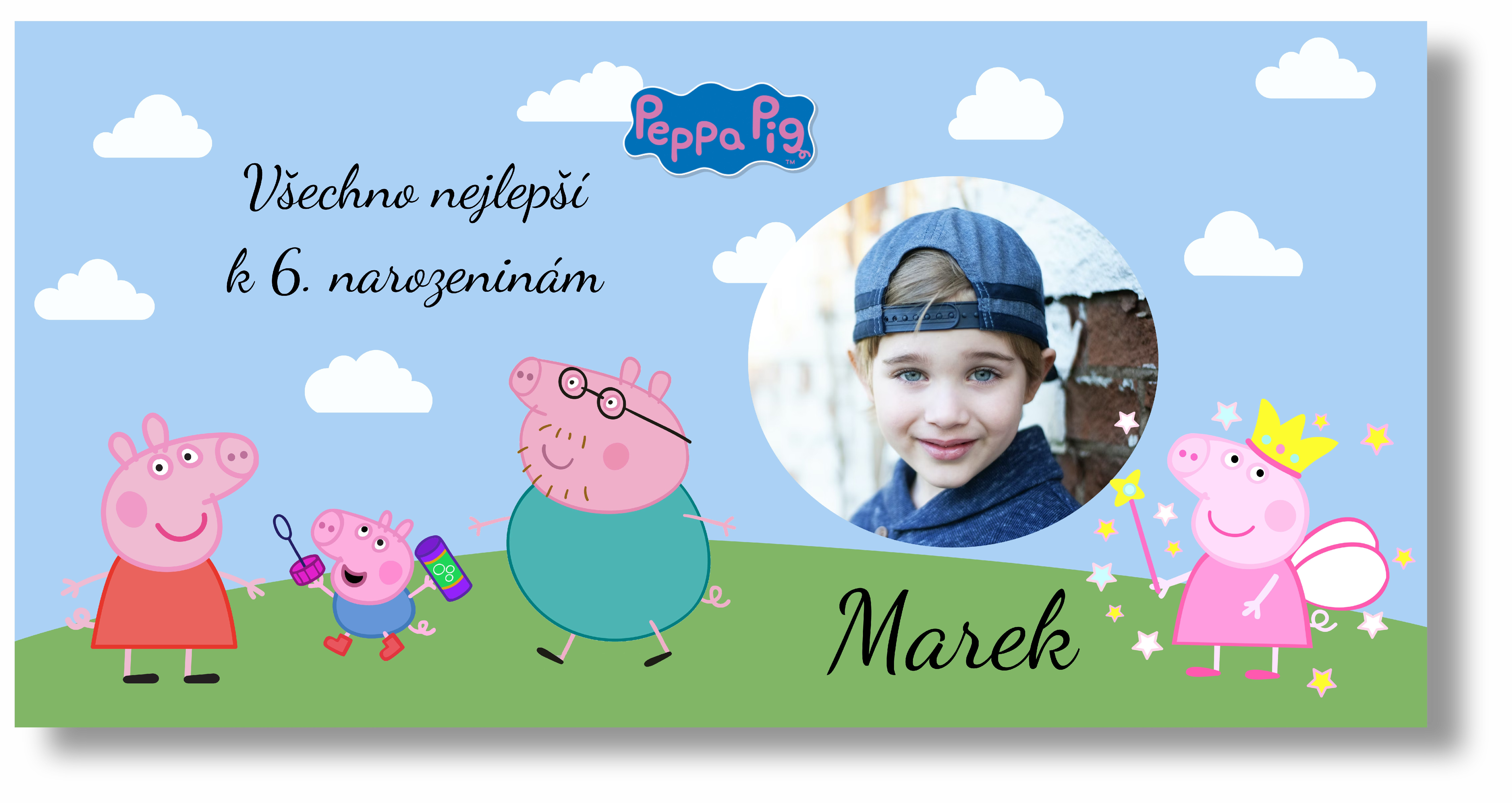 Levně Personal Narozeninový banner s fotkou - Peppa Pig Rozměr banner: 130 x 65 cm