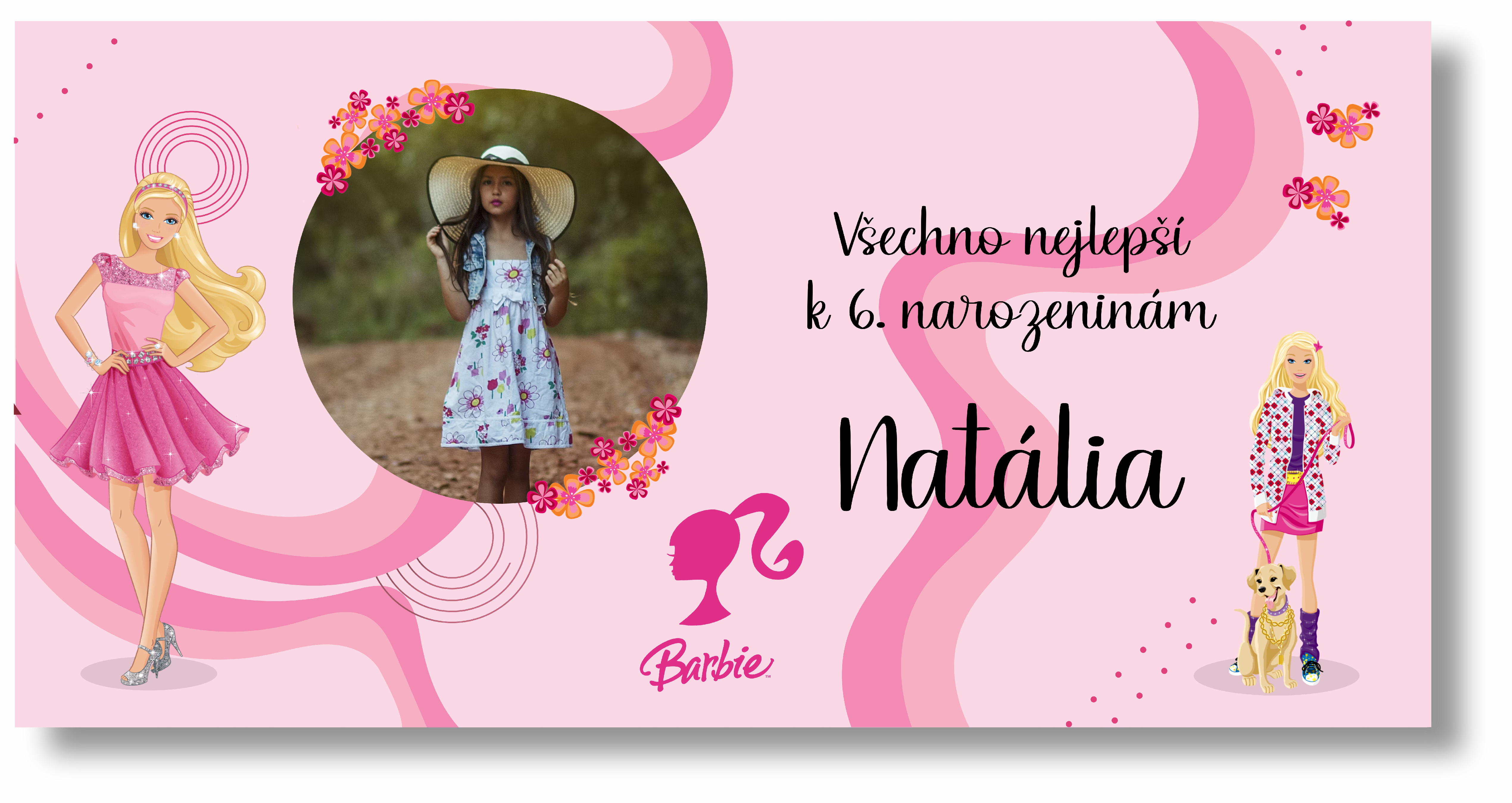 Personal Narozeninový banner s fotkou - Barbie Rozmer banner: 130 x 65 cm