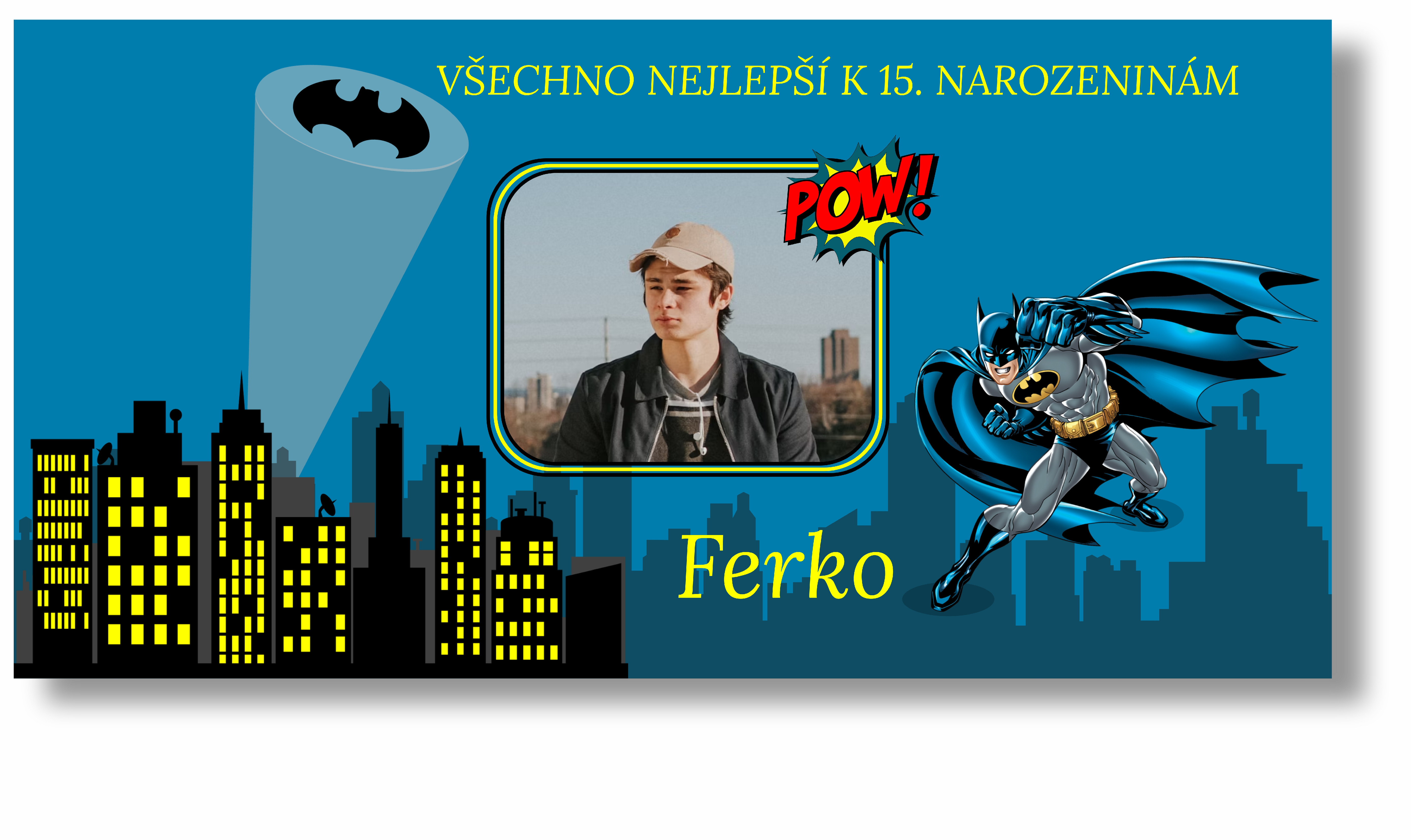 Personal Narozeninový banner s fotkou - Batman Rozmer banner: 130 x 260 cm