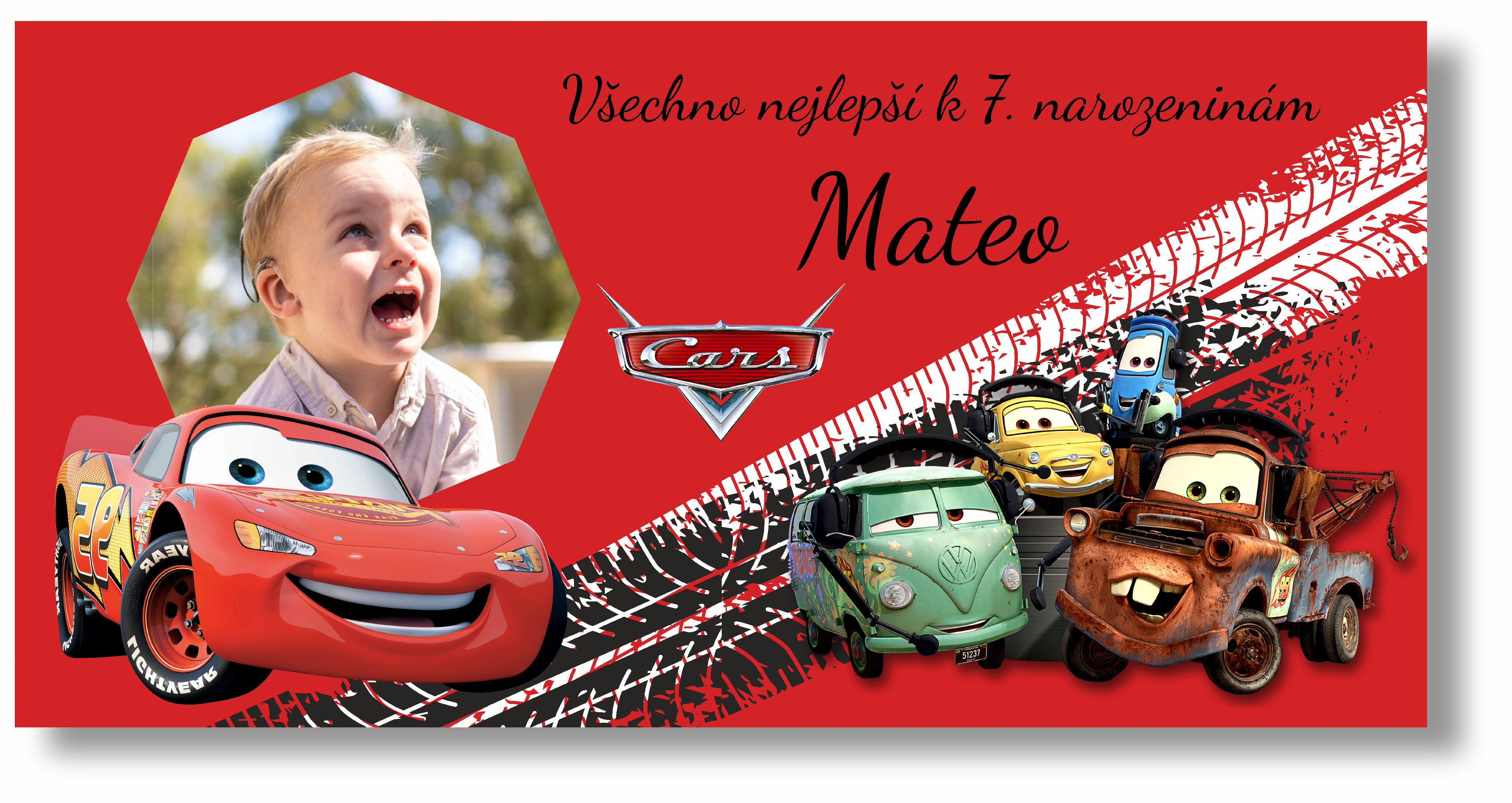 Levně Personal Narozeninový banner s fotkou - Auta Rozměr banner: 130 x 65 cm