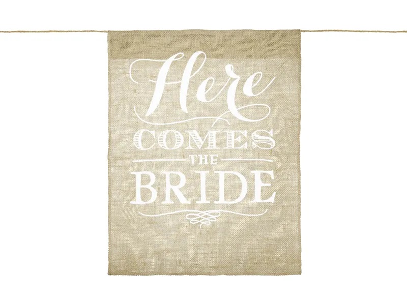 PartyDeco Baner - Here comes the bride 41 x 51 cm