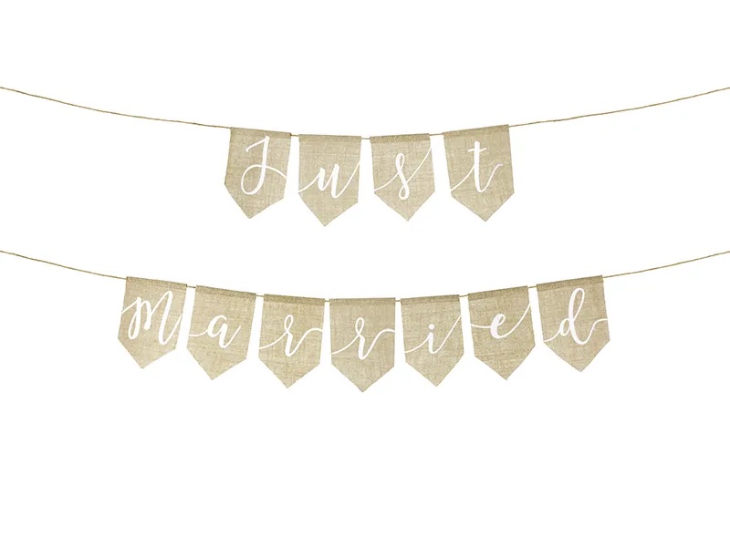 Levně PartyDeco Banner - Just Married 23 x 185 cm