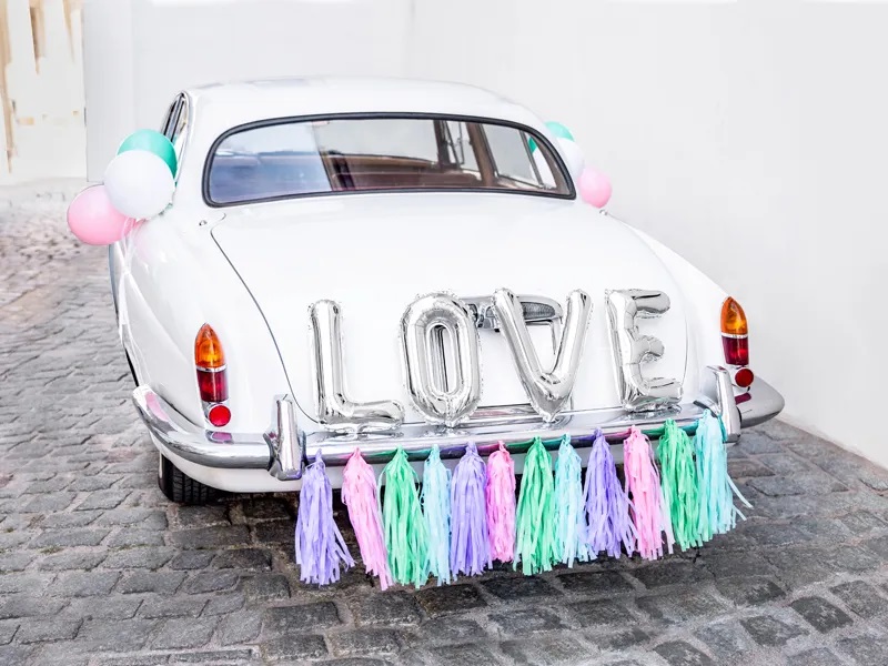 Levně PartyDeco Svatební dekorace na auto - Love