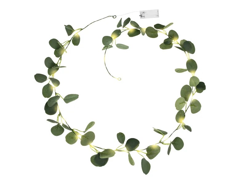 Levně PartyDeco Svatební girlanda LED - Eucalyptus
