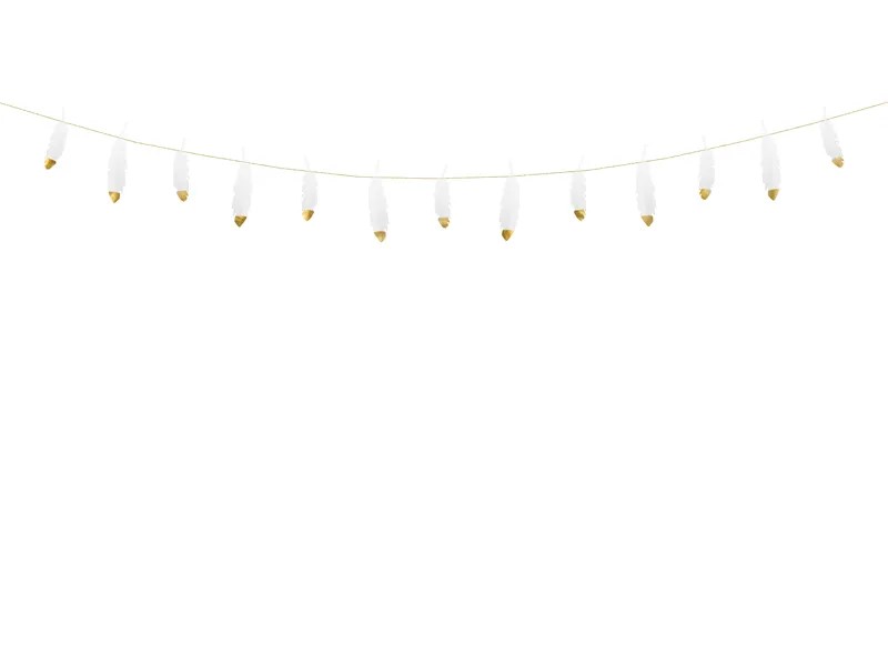 Levně PartyDeco Girlanda bílo zlatá - Pírka 160 cm