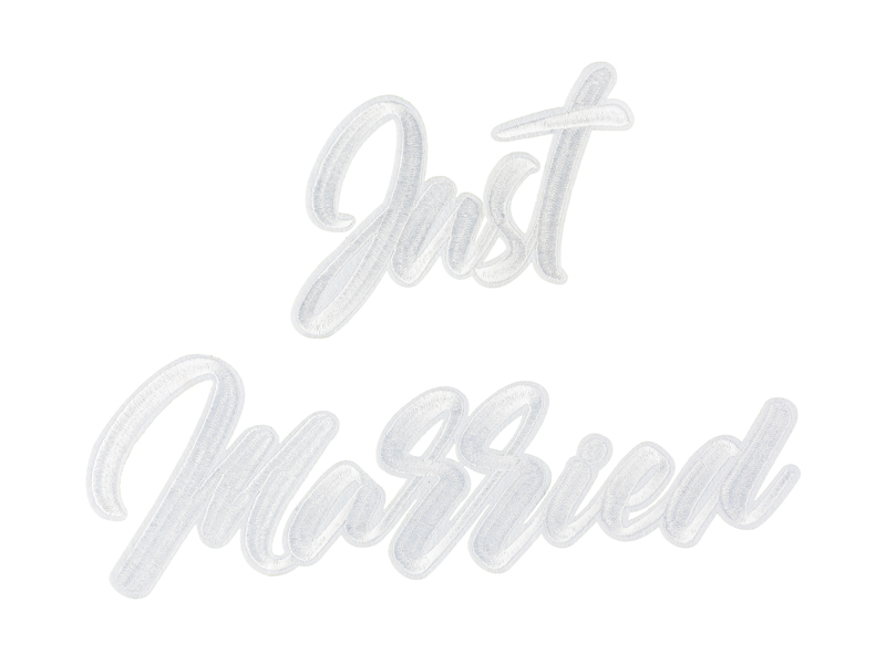 Levně PartyDeco Nažehlovačka - Just Married bílá