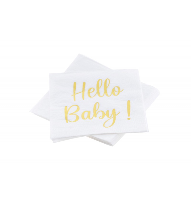 Levně Chaks Servítky biele - Hello Baby 20 ks