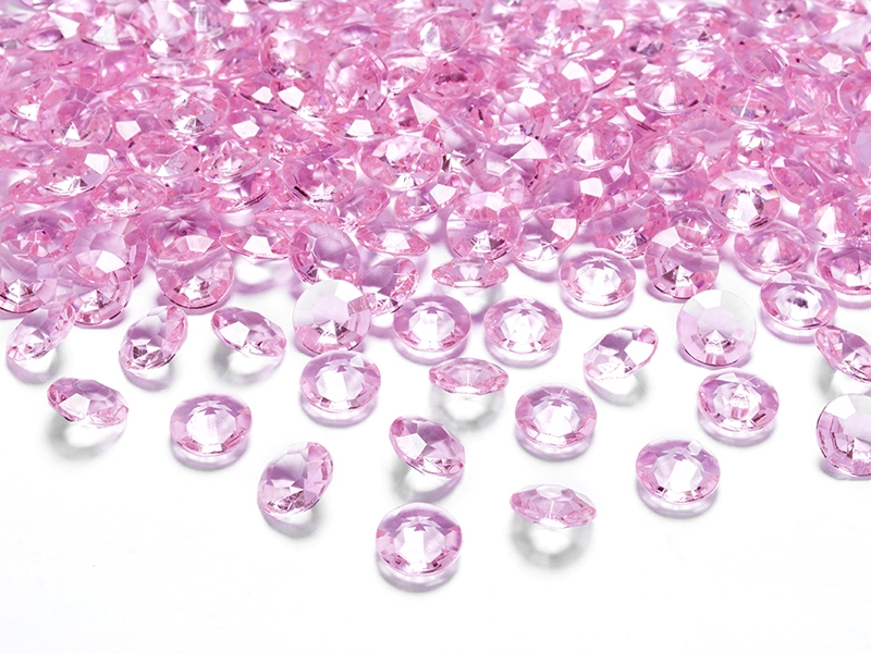 Levně PartyDeco Diamantové konfety světle růžové 12mm