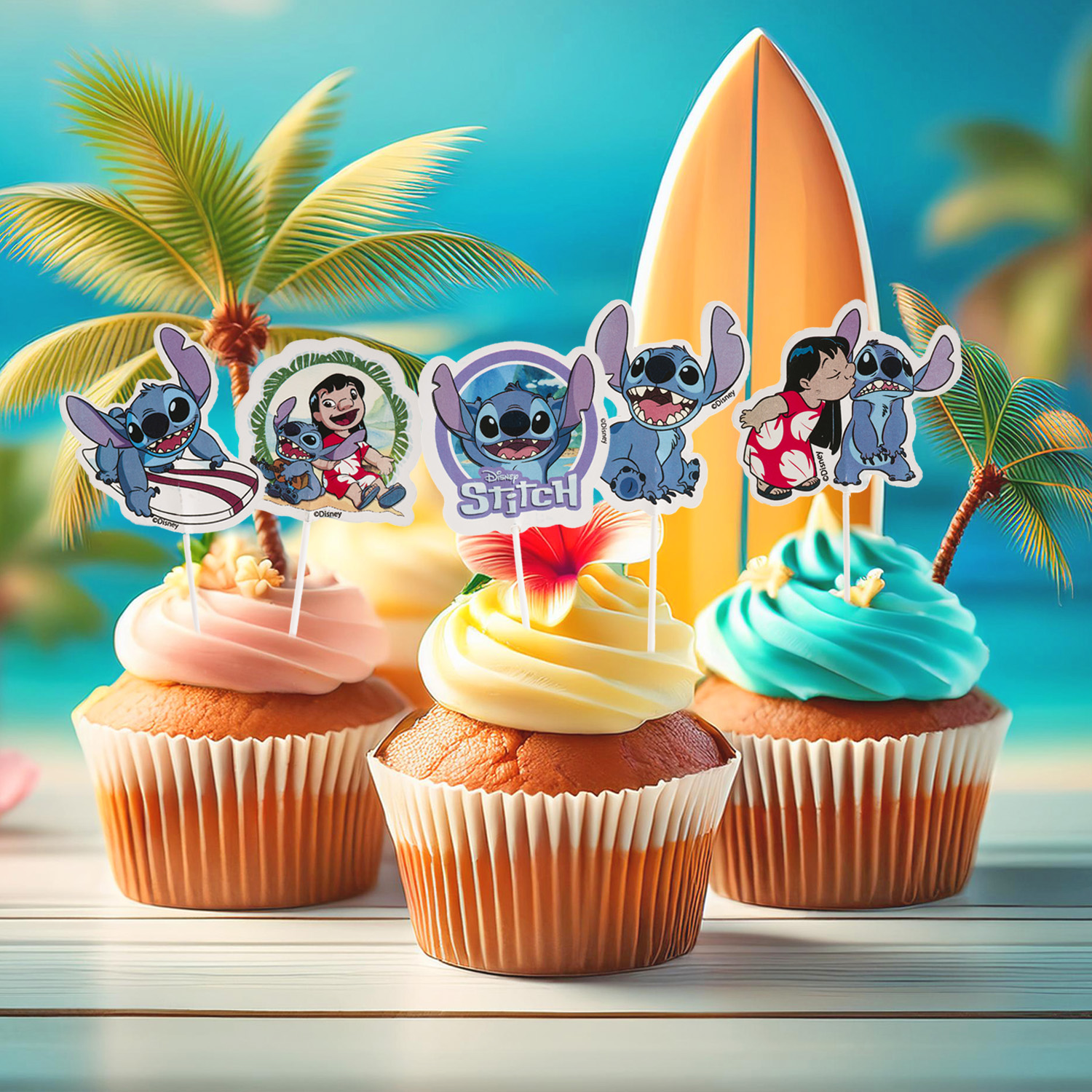Levně Ozdoby na cupcakes - Stitch 16 ks