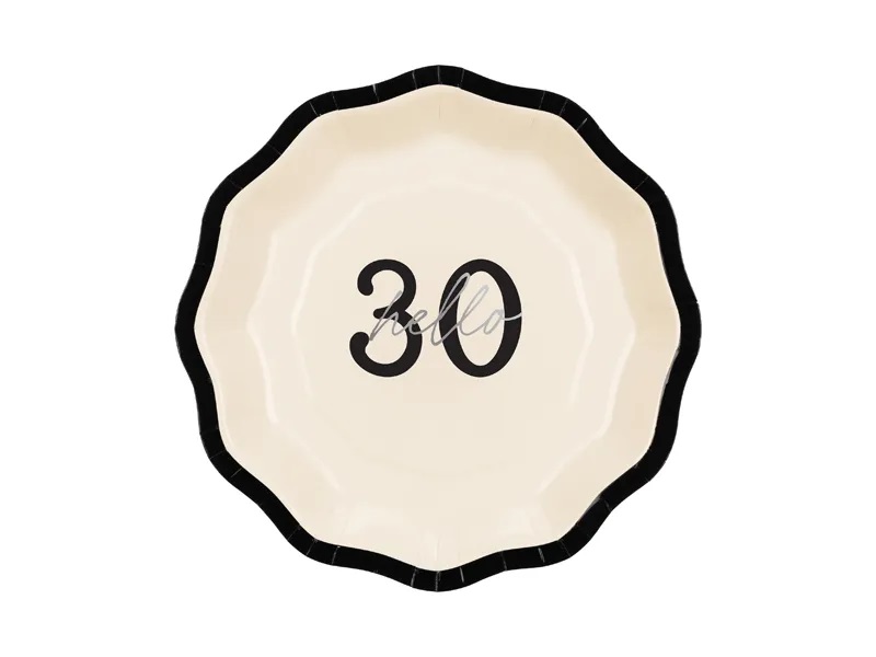 Levně Papírové talíře - ''Hello 30'' 18 cm