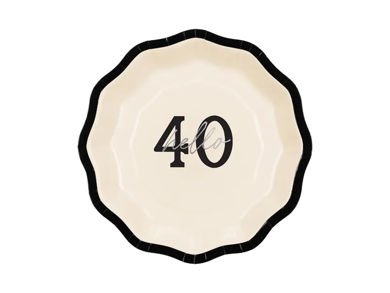 Levně Papírové talíře - ''Hello 40'' 18 cm