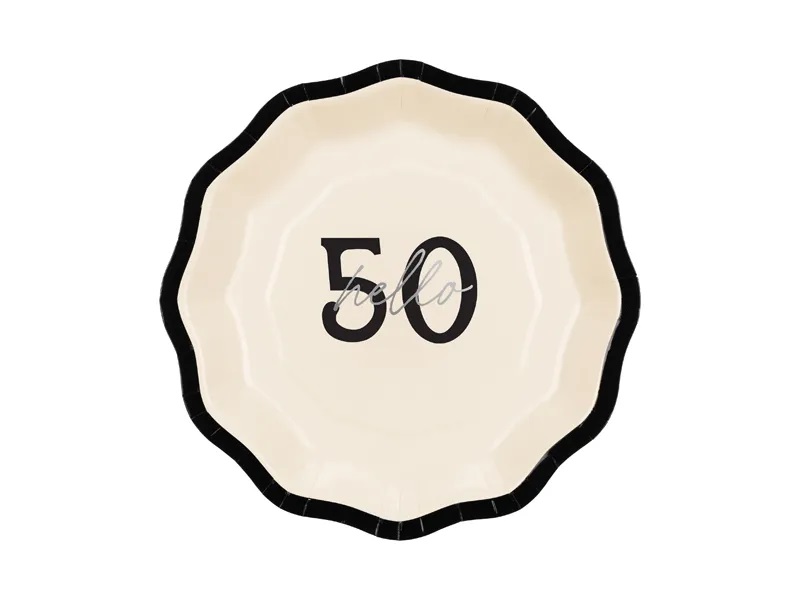 Levně Papírové talíře - ''Hello 50'' 18 cm
