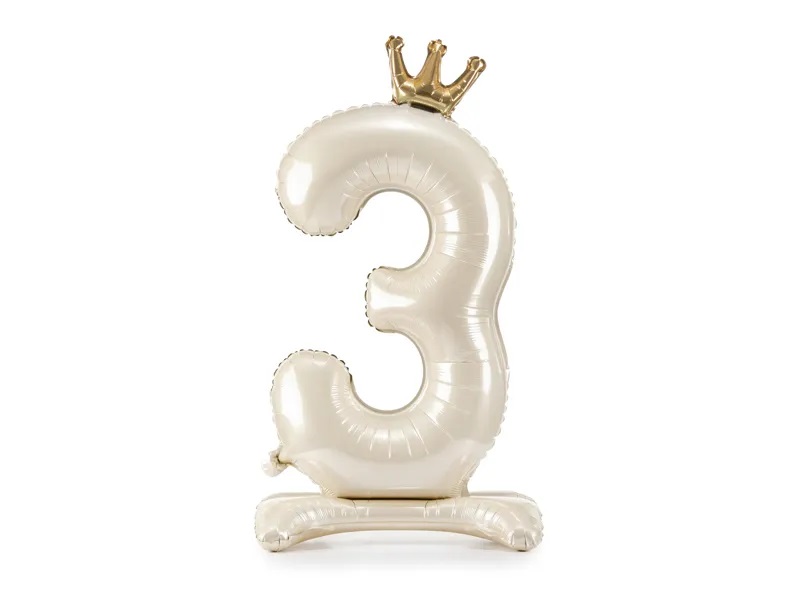Levně Samostojící fóliový balón 3 - Satin cream 84 cm
